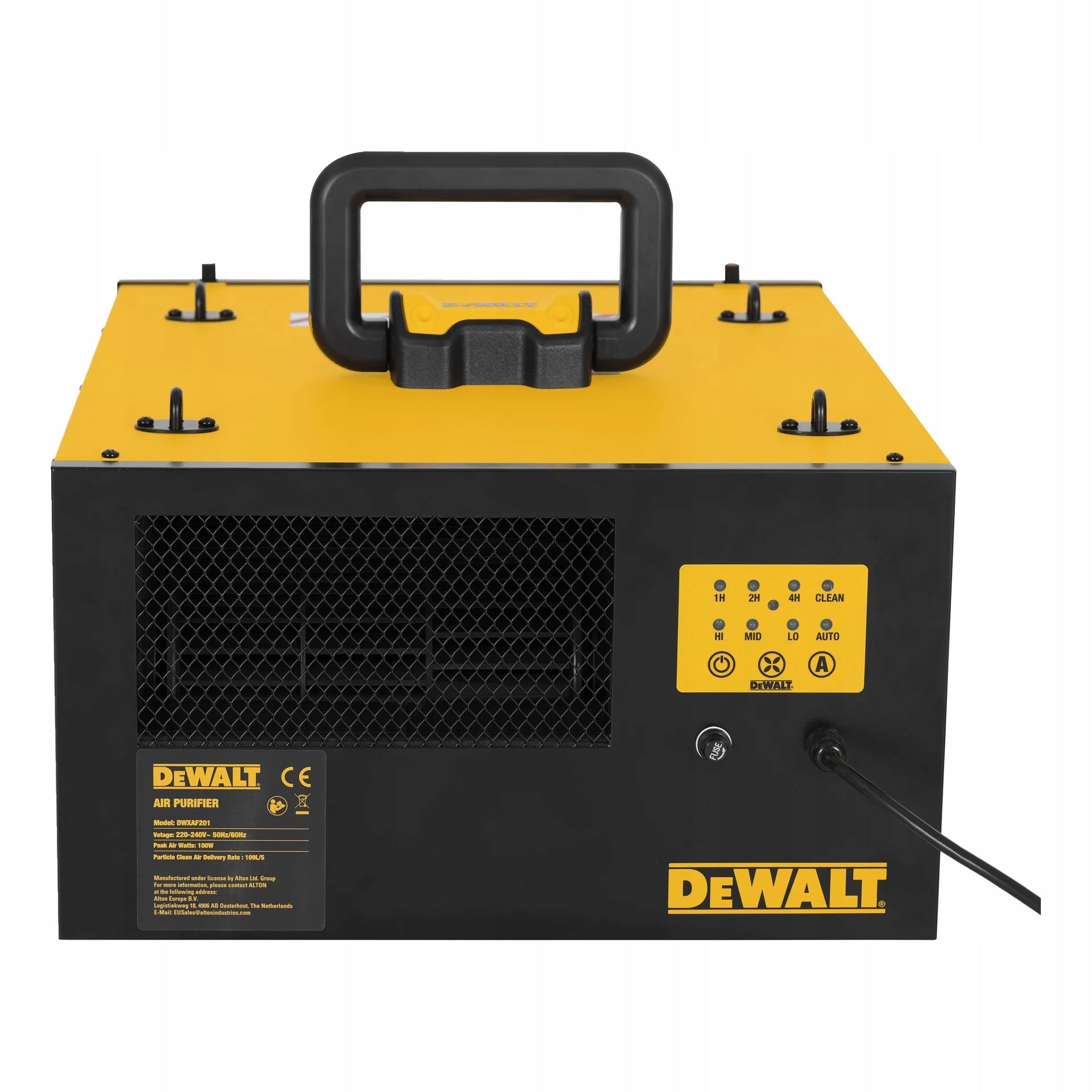 DEWALT WORKSHOP AIR PURIFIER DWXAF201 HEPA H11 TO 55 m² + REMOTE CONTROL Dominant color yellow/gold
