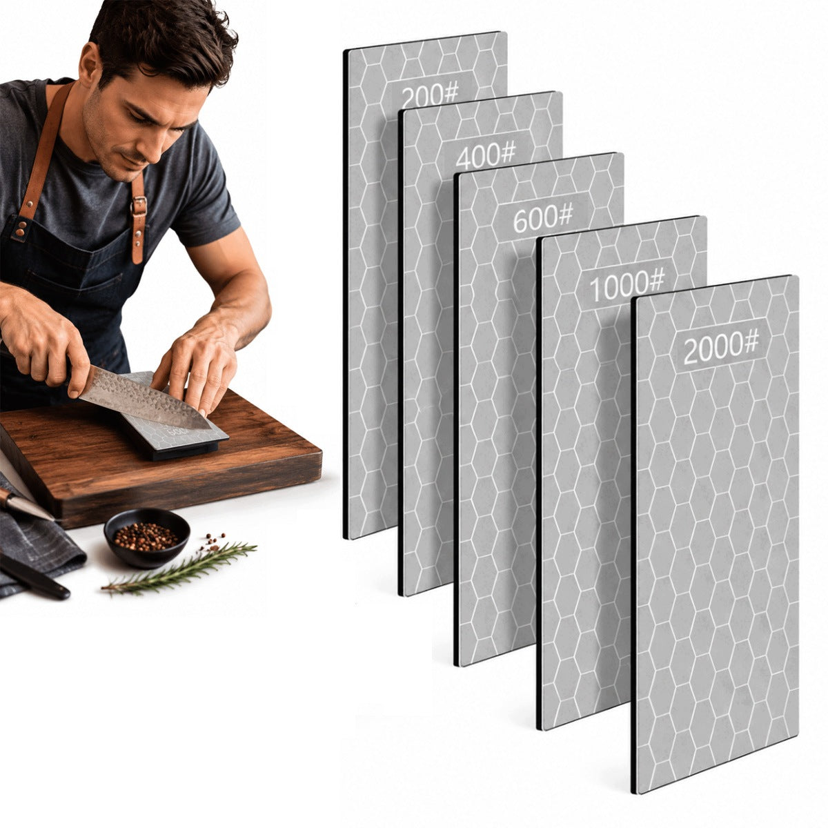 DIAMOND STONES FOR SHARPENING KNIVES 5 PCS 200 400 600 1000 2000