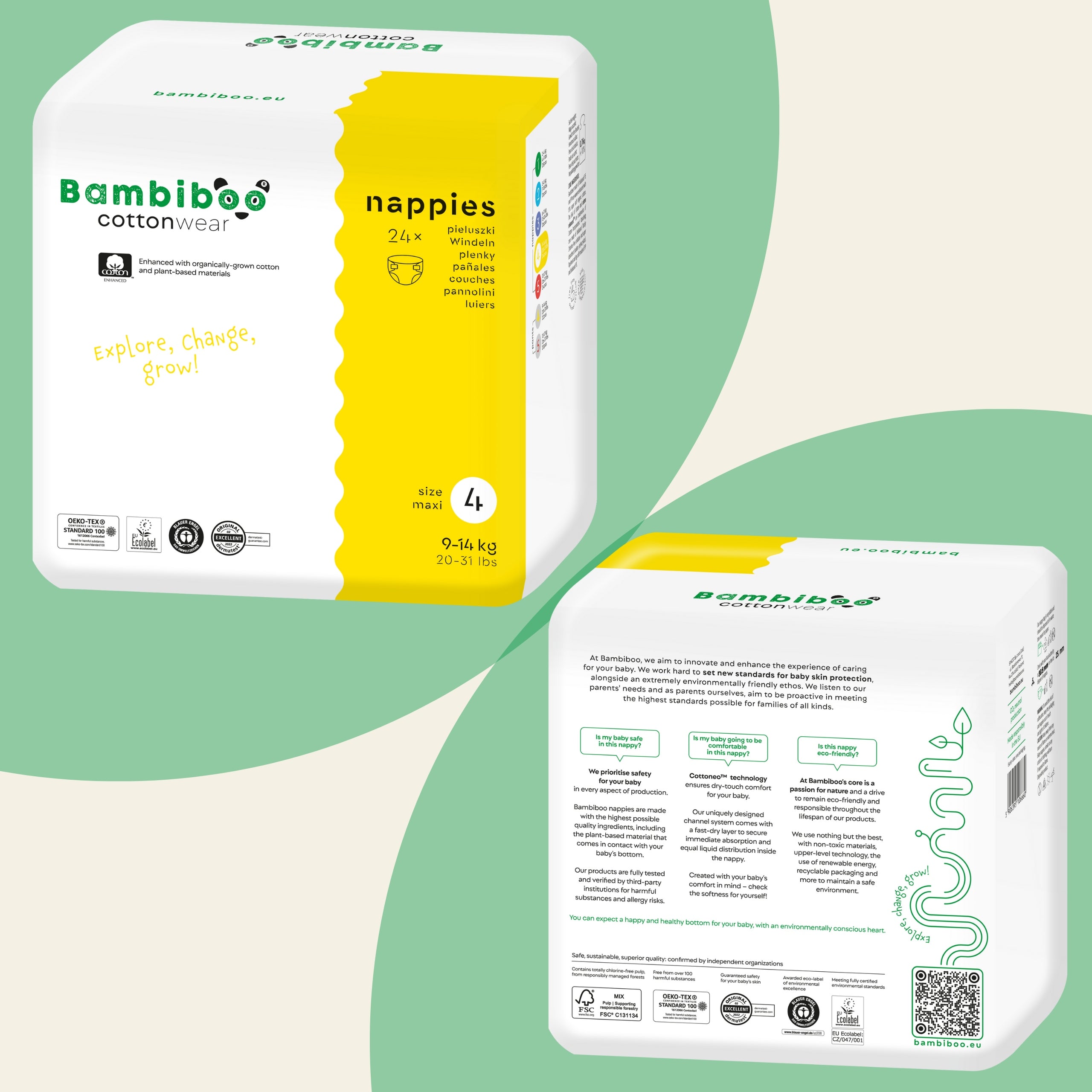 DIAPERS BAMBIBOO DIAPERS 4 Set of 3x24 COTTONWEAR 9-14kg MAXI Manufacturer code 106912-3SET4W