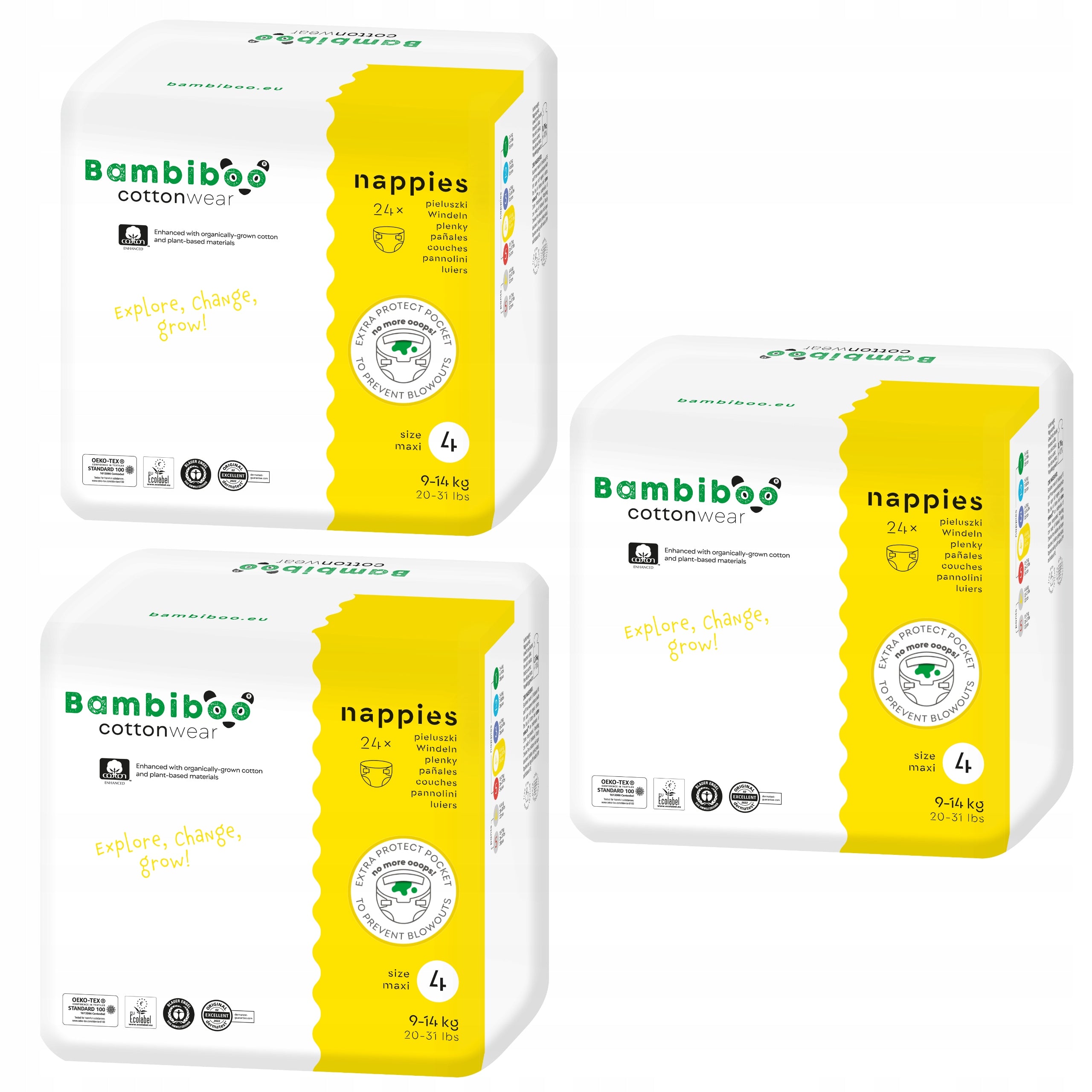 DIAPERS BAMBIBOO DIAPERS 4 Set of 3x24 COTTONWEAR 9-14kg MAXI