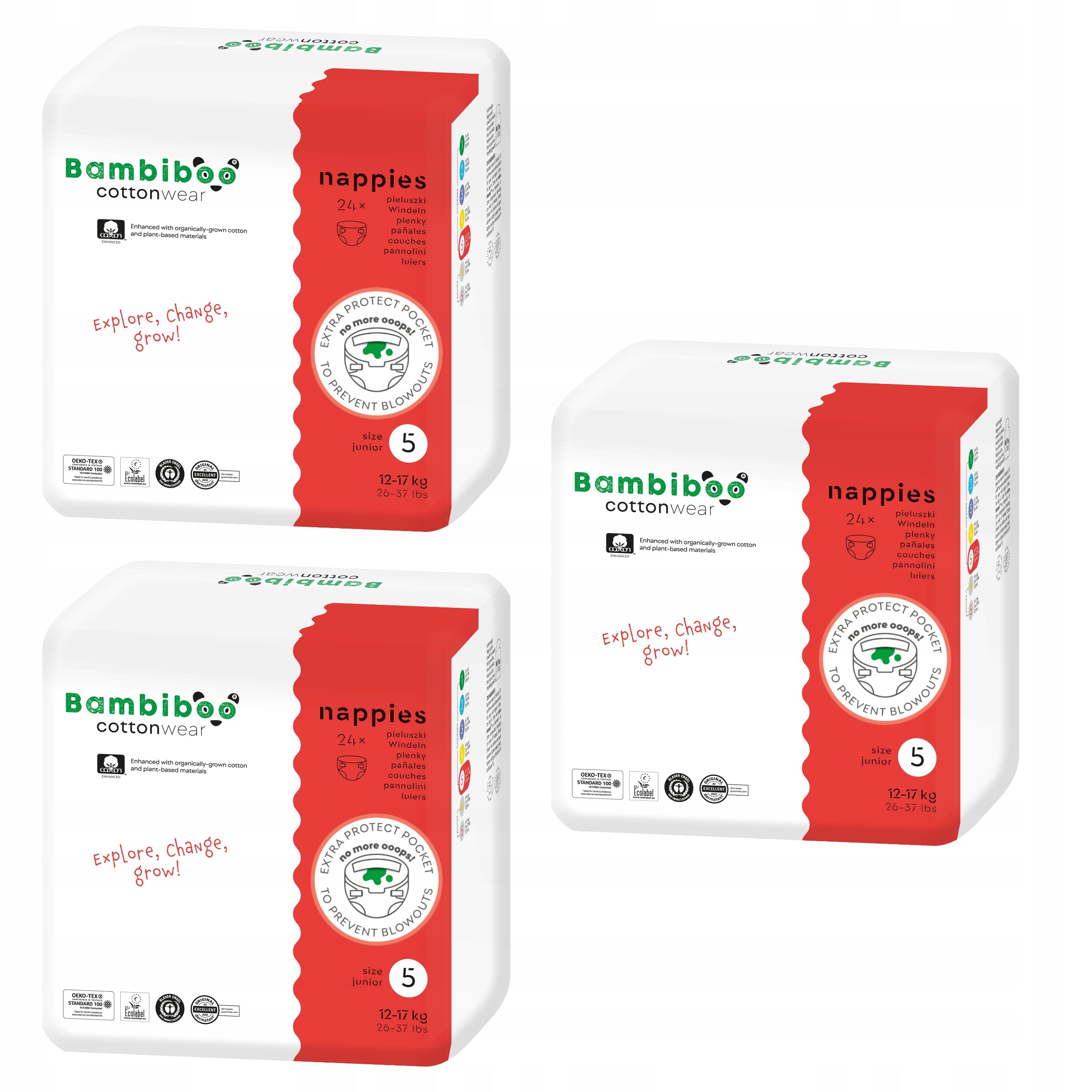 DIAPERS BAMBIBOO DIAPERS 5 3x24 COTTONWEAR disposable 12-17kg JUNIOR