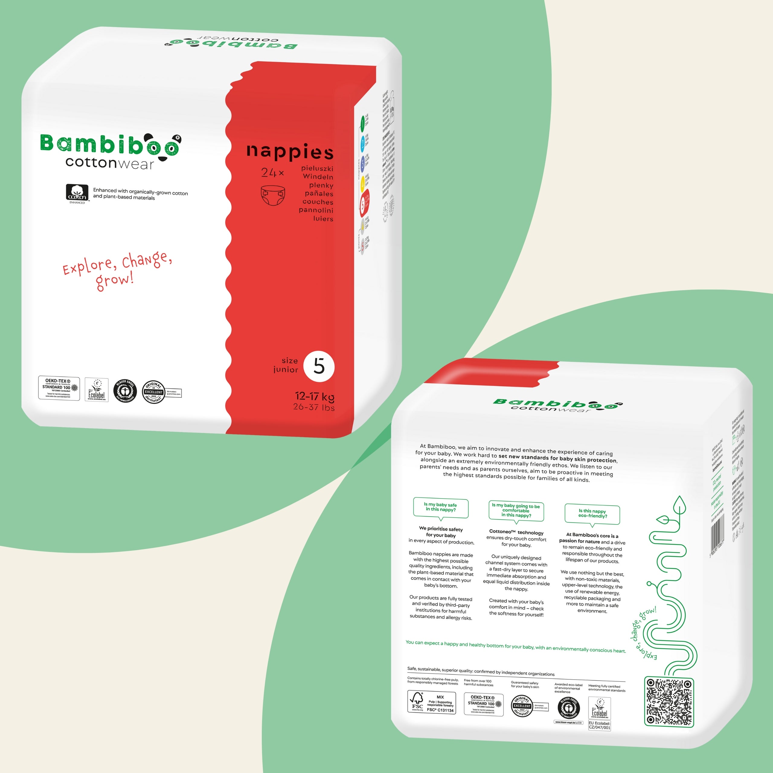 DIAPERS BAMBIBOO DIAPERS COTTONWEAR 5 Disposable 12-17kg 24 pcs JUNIOR Manufacturer code 106677