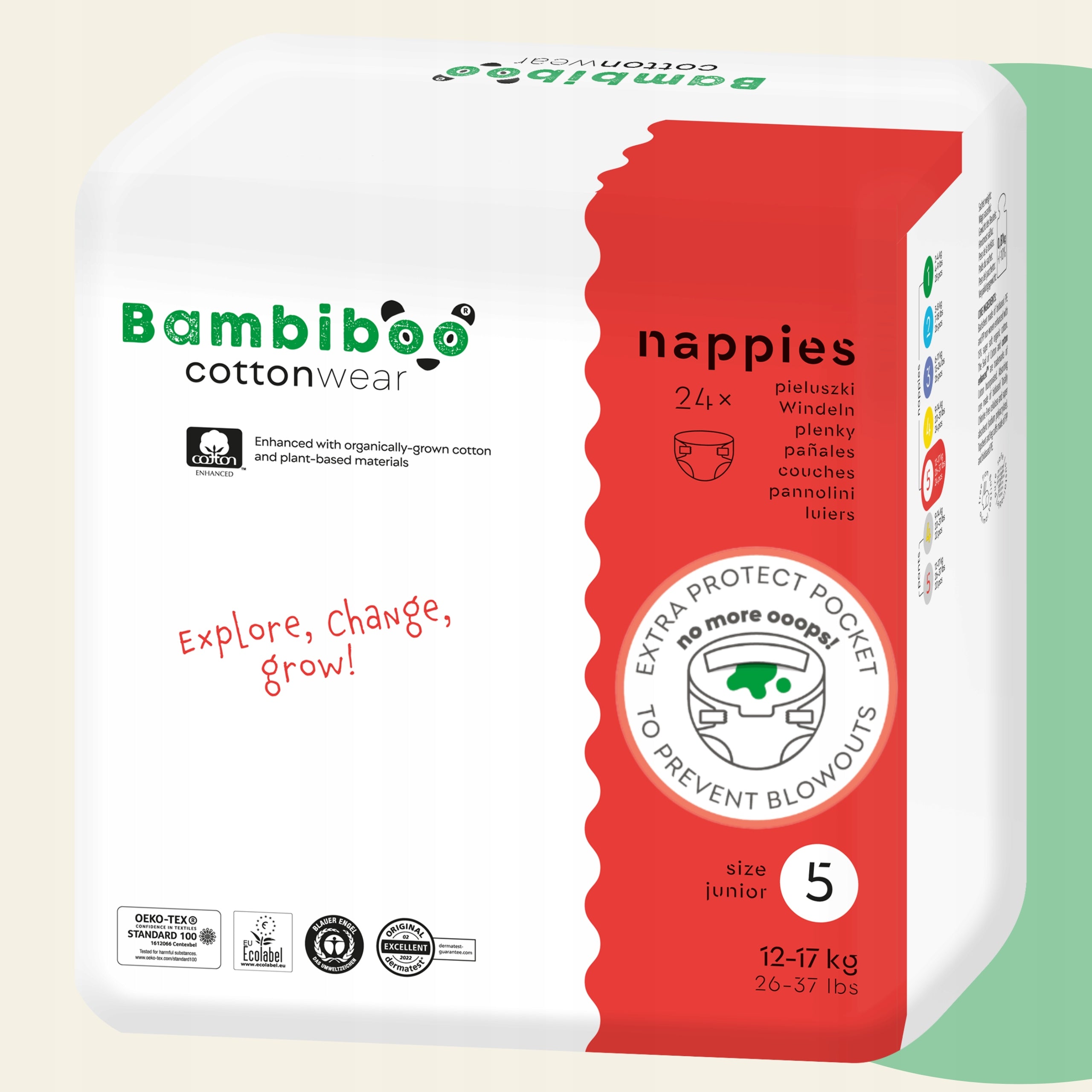 DIAPERS BAMBIBOO DIAPERS COTTONWEAR 5 Disposable 12-17kg 24 pcs JUNIOR Packaging status original