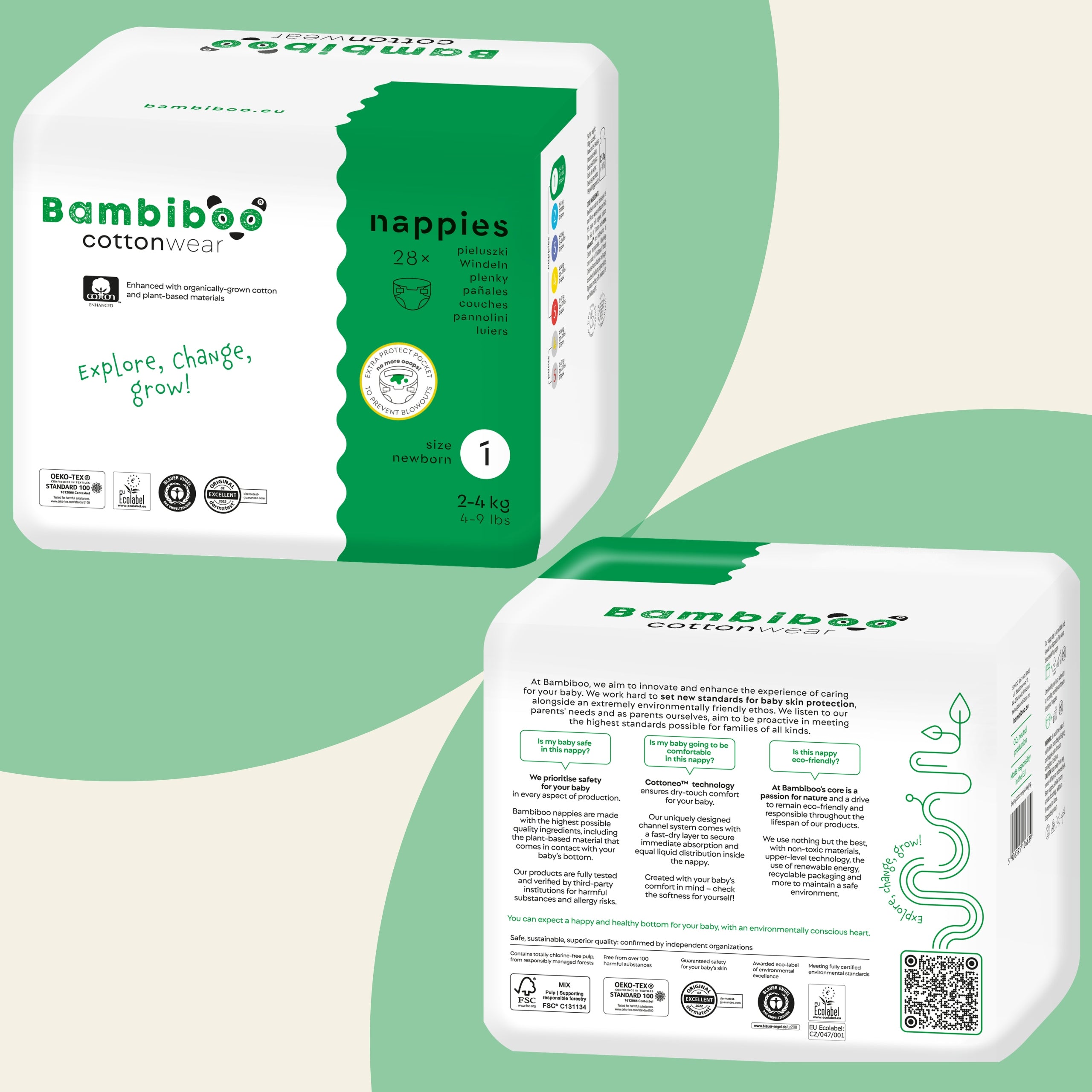 DIAPERS BAMBIBOO Newborn 1 Cottonwear with navel cutout 2-4kg 28 pcs. Manufacturer code 106639