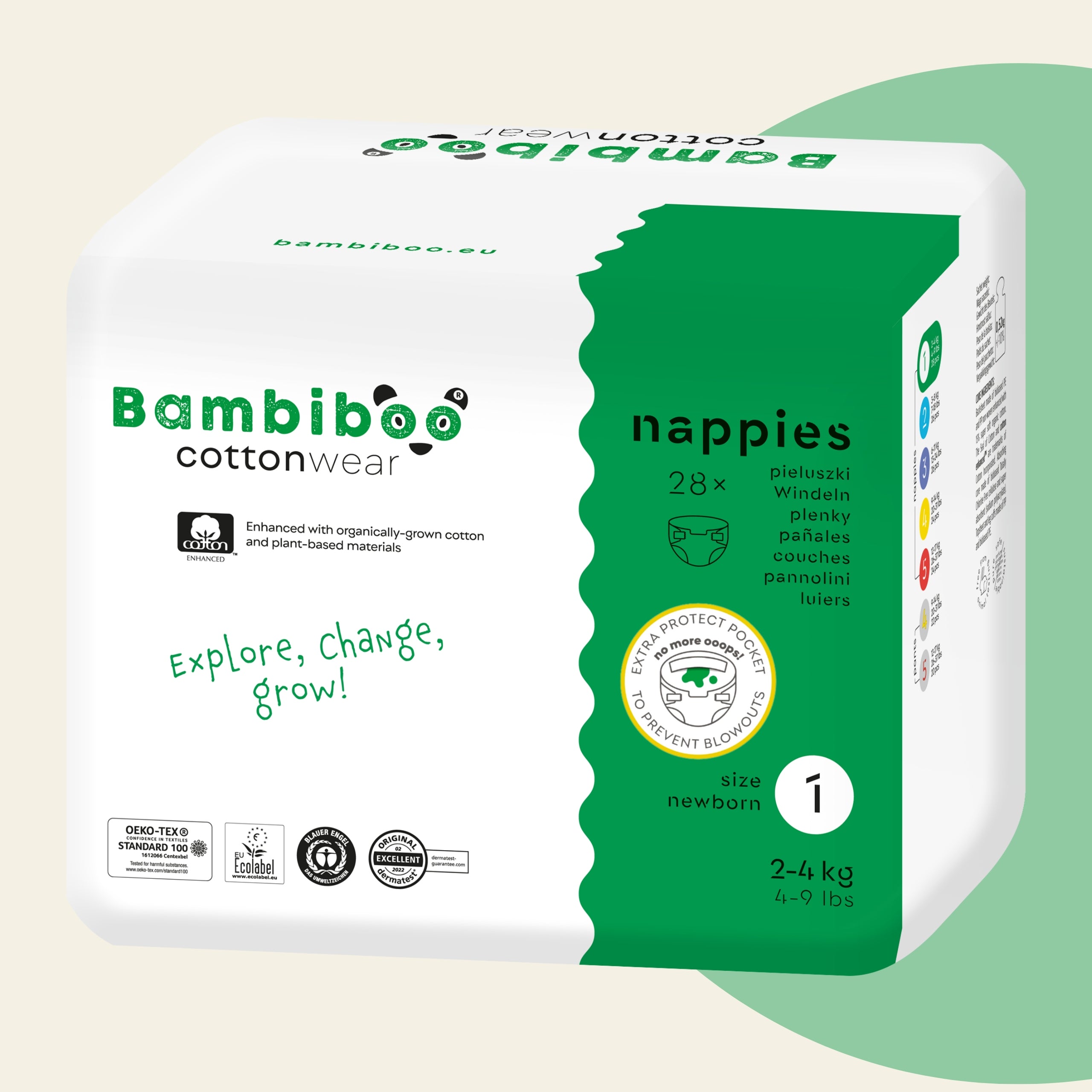 DIAPERS BAMBIBOO Newborn 1 Cottonwear with navel cutout 2-4kg 28 pcs. Packaging status original