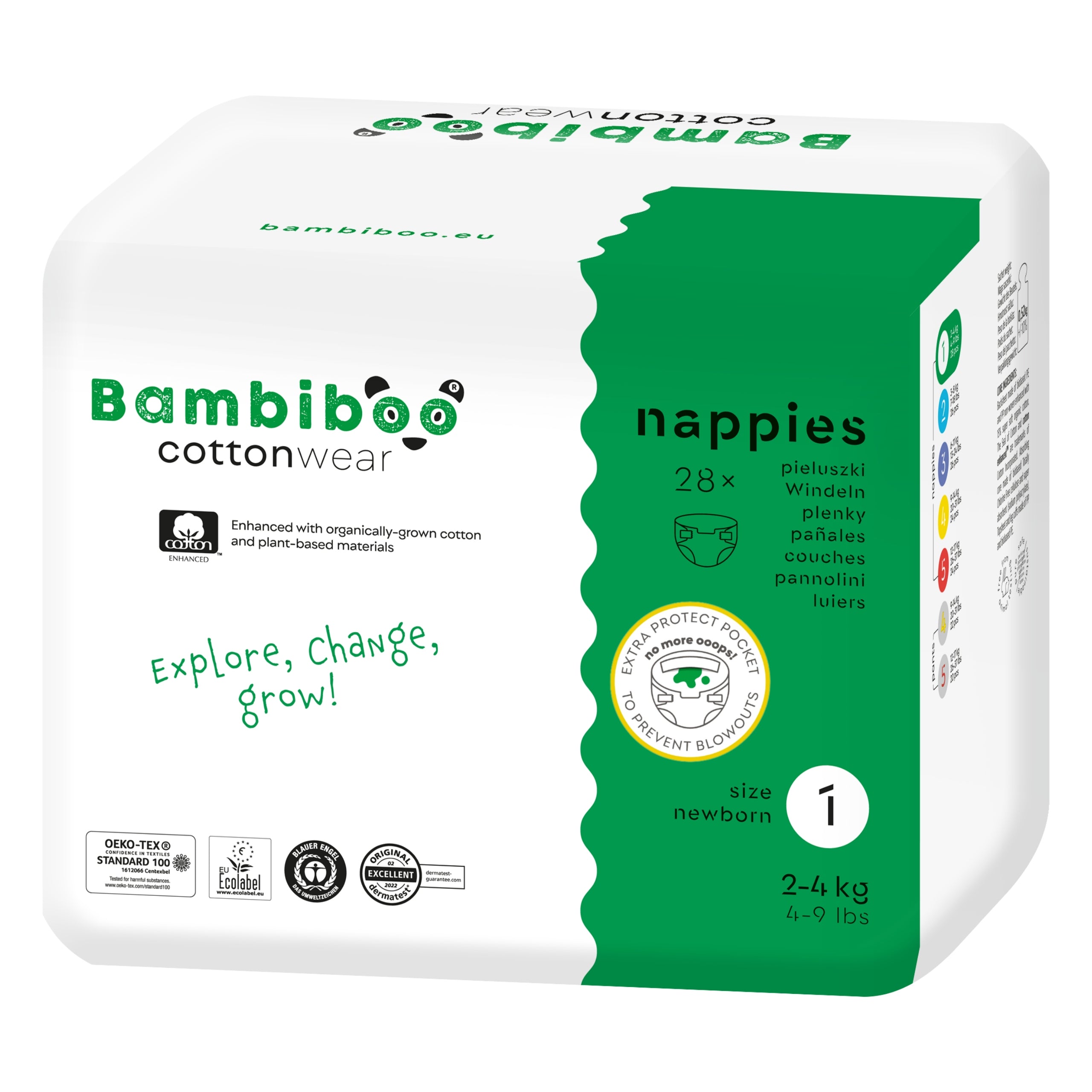DIAPERS BAMBIBOO Newborn 1 Cottonwear with navel cutout 2-4kg 28 pcs.