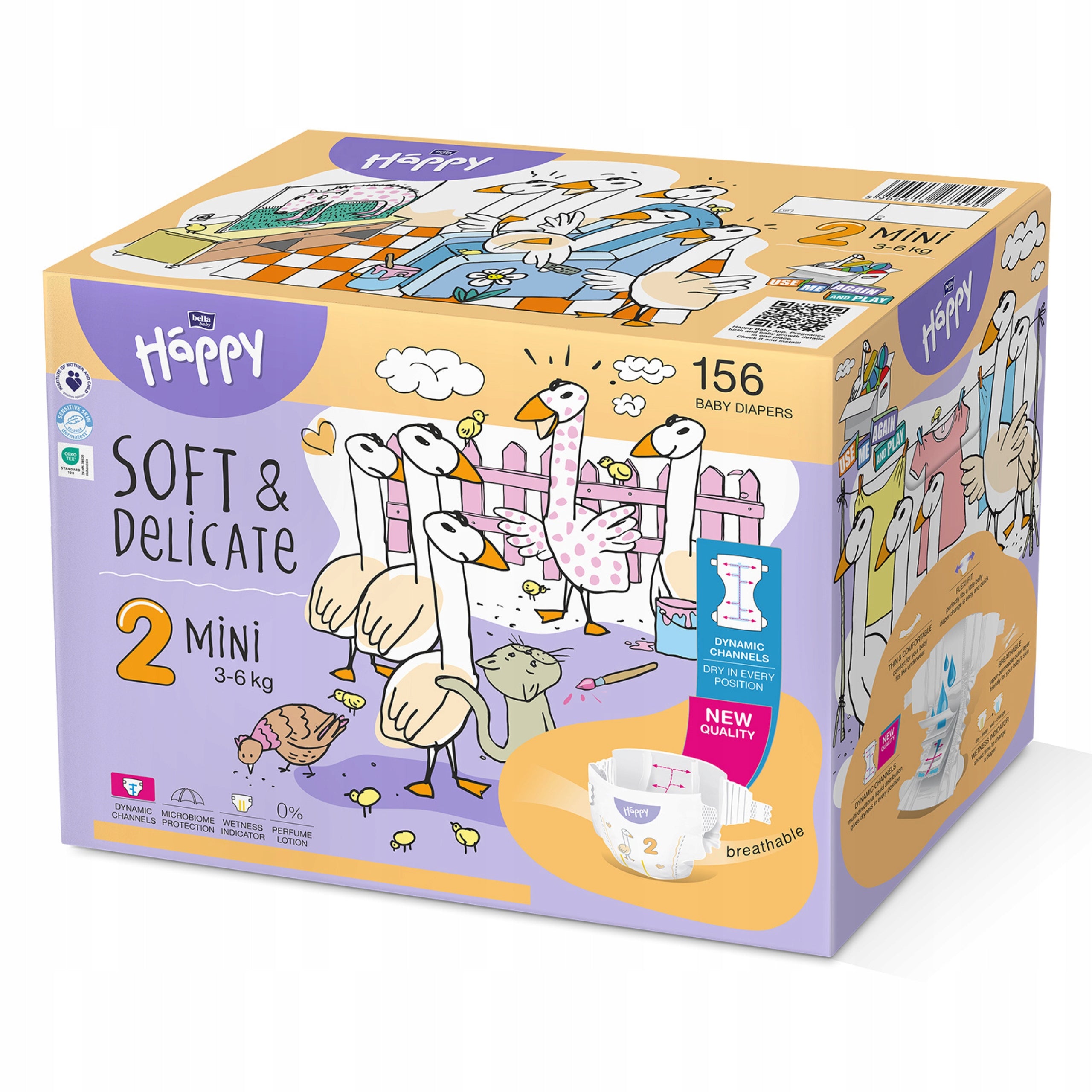 DIAPERS BELLA HAPPY 2 MINI 3-6KG 156 PIECES BOX Packaging status original