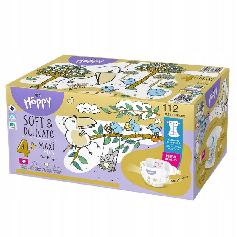 DIAPERS BELLA HAPPY 4+ MAXI PLUS 9-15KG 112PCS HAPPY BOX Packaging status original