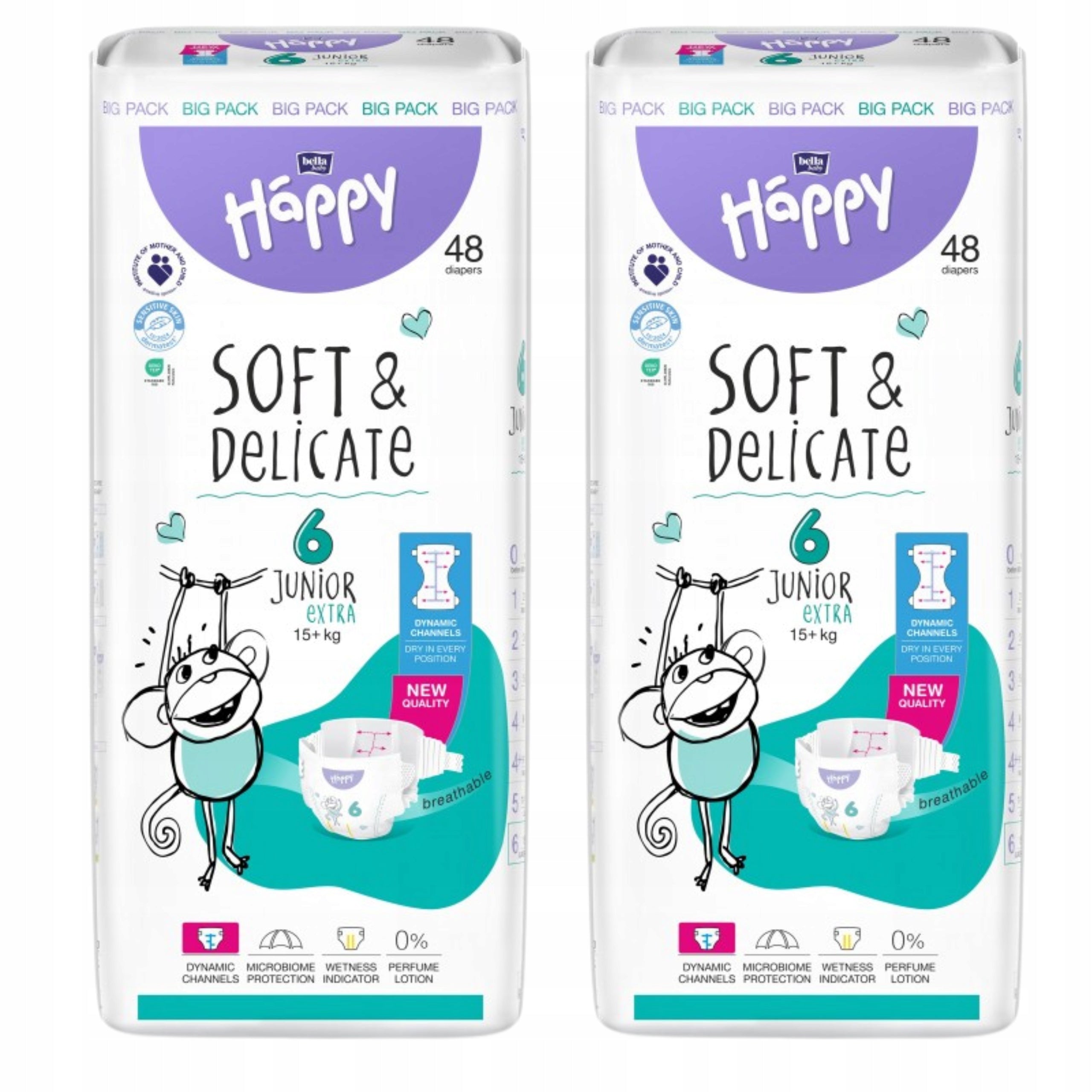 DIAPERS BELLA HAPPY 6 JUNIOR EXTRA 15+KG 48 PCS.