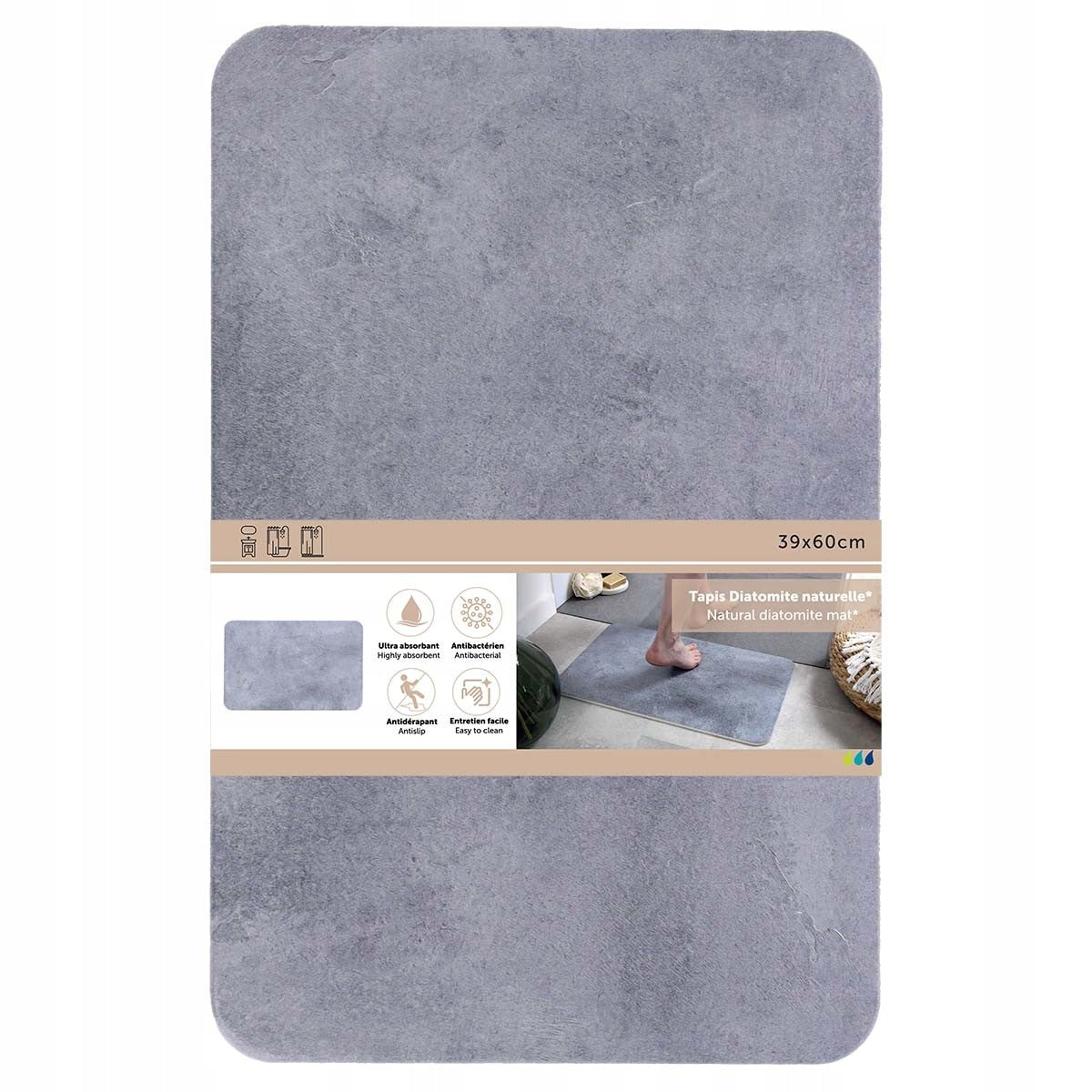 DIATOMITE BATHROOM MAT QUICK-DRYING STONE RUG PAD 39x60