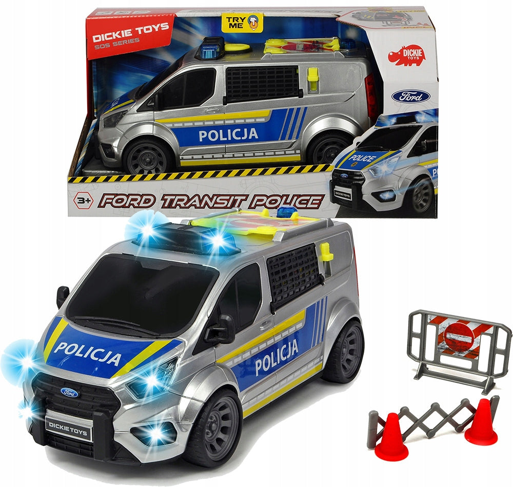 DICKIE Police car FORD TRANSIT 1:18 SOUND