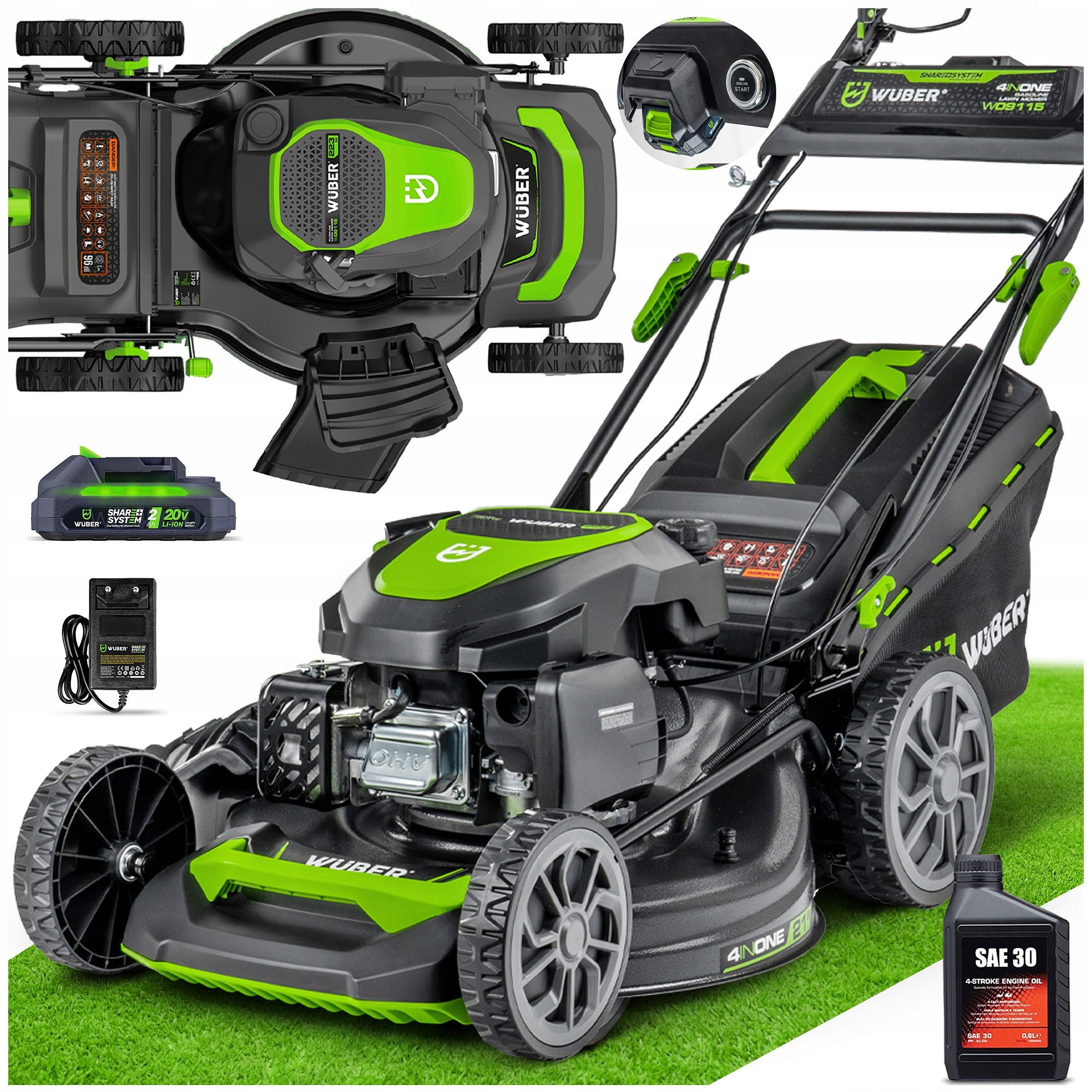 DIESEL MOWER DRIVE MULCH. STRONG 6,25KM BUTTON START 53CM + OIL 4IN1 PRO