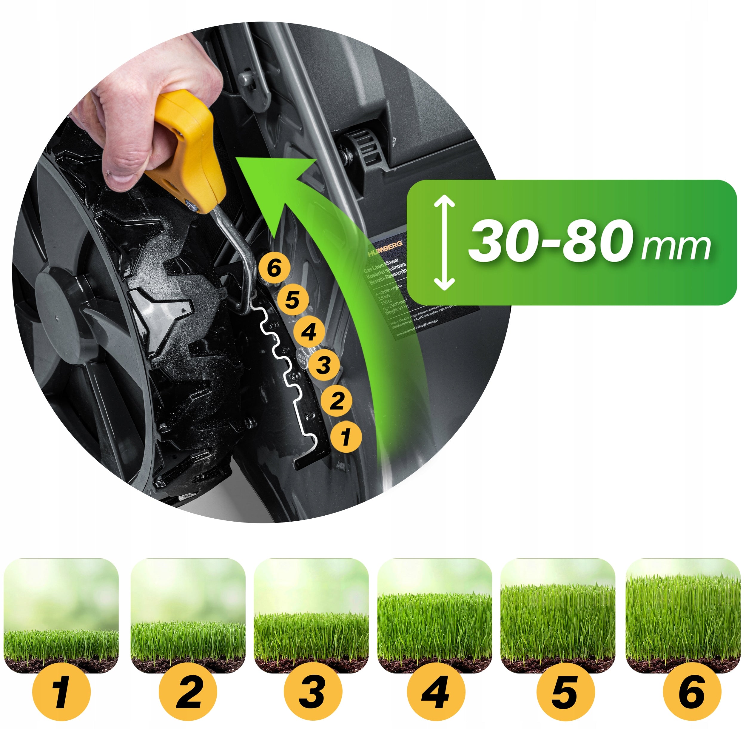 DIESEL MOWER WITH DRIVE HONDA 5,7KM 51cm BASKET 70L 202cc HUMBERG + OIL Model HM-603
