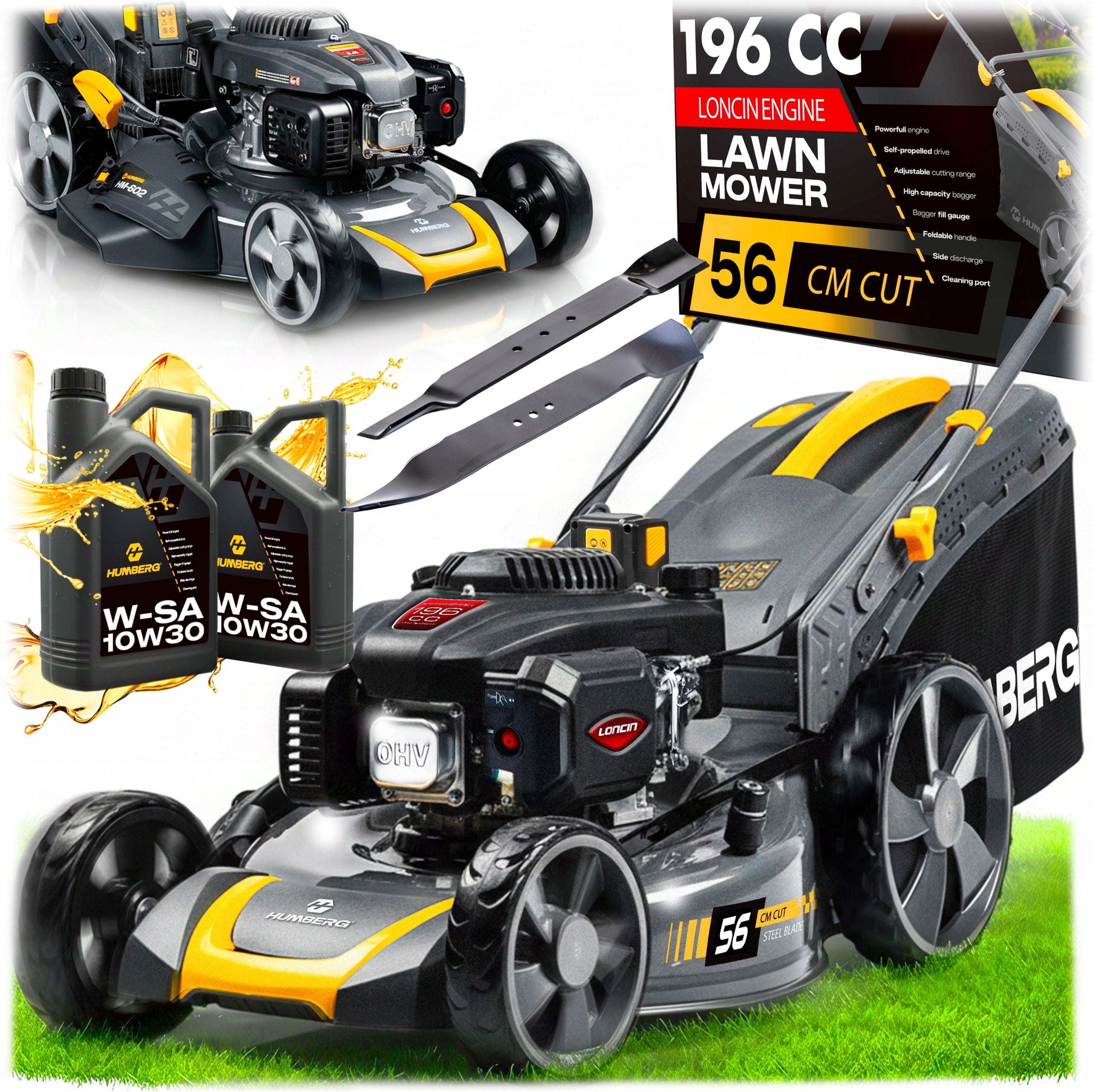 DIESEL MOWER WITH START ELEK. DRIVE 56cm 70L LONCIN 196cc + OIL