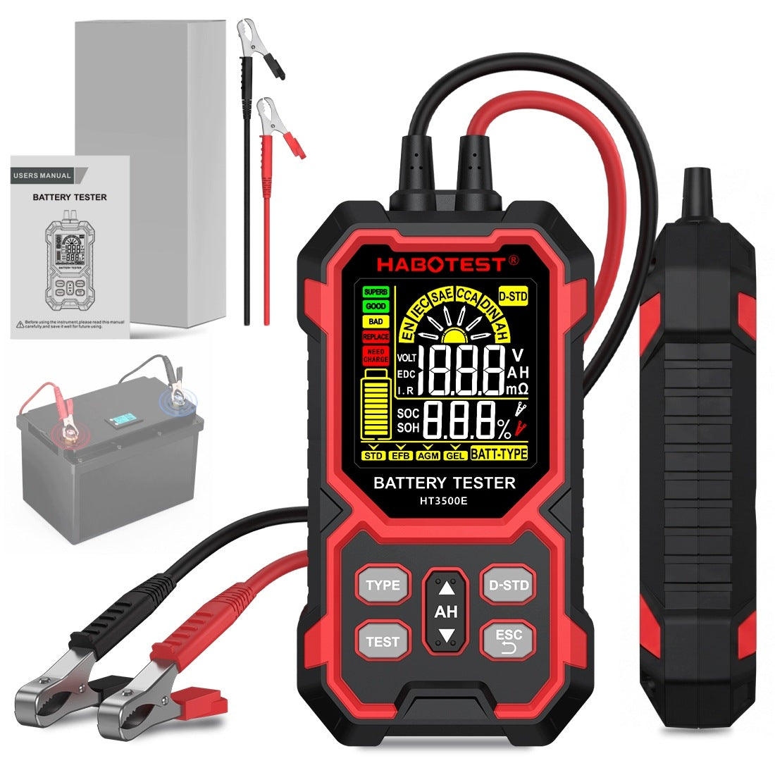 DIGITAL BATTERY TESTER STD EFB AGM GEL 12V/24V LCD VOLTMETER
