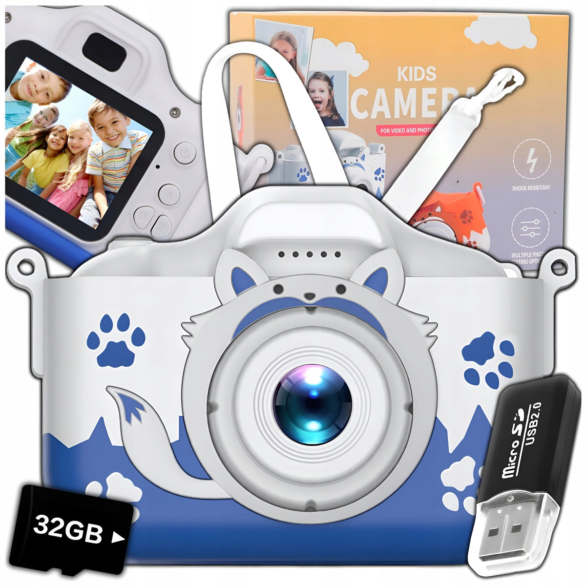 DIGITAL CAMERA FOR CHILDREN 40Mpx CAMERA TOY GAMES + 32GB CARD