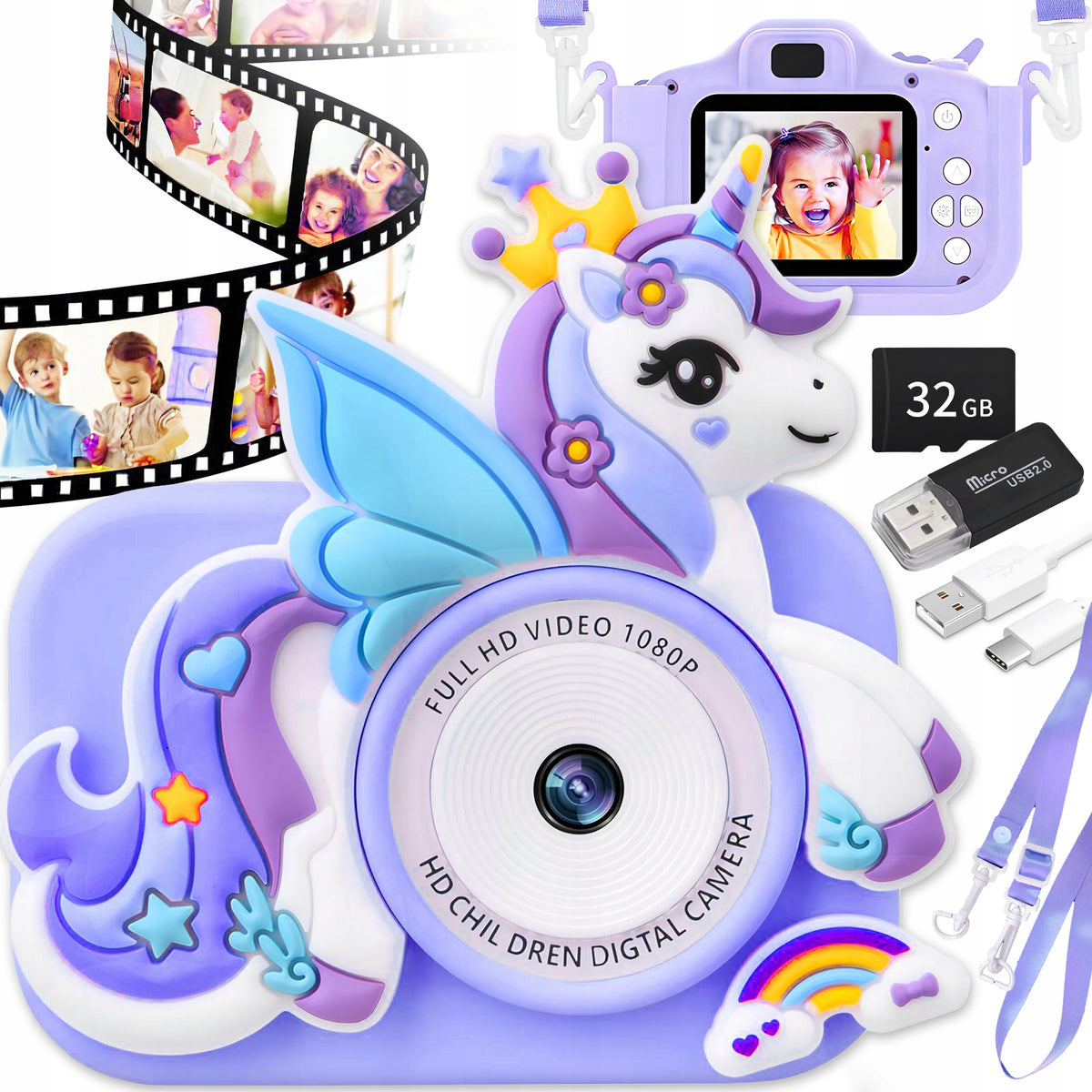 DIGITAL CAMERA FOR CHILDREN 48Mpx CAMERA TOY GAMES+CARD 32GB