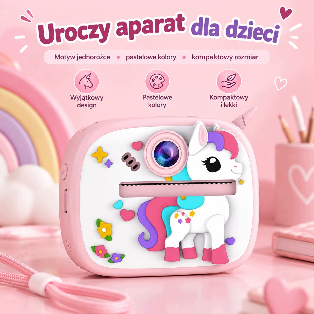 DIGITAL CAMERA FOR CHILDREN INSTANT PRINT MINI PRINTER 12 ROLLS Manufacturer code Aparat fotograficzny cyfrowy do zdjęć