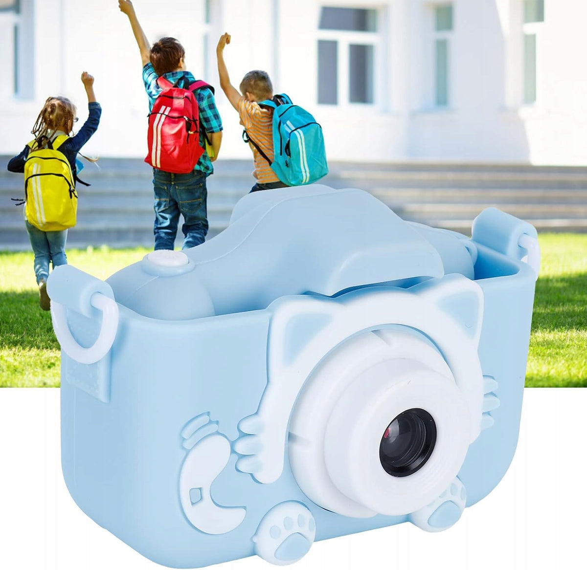 DIGITAL CAMERA FOR CHILDREN KITTEN BLUE 1080P 2" CARD 32GB CASE BAG Brand no brand