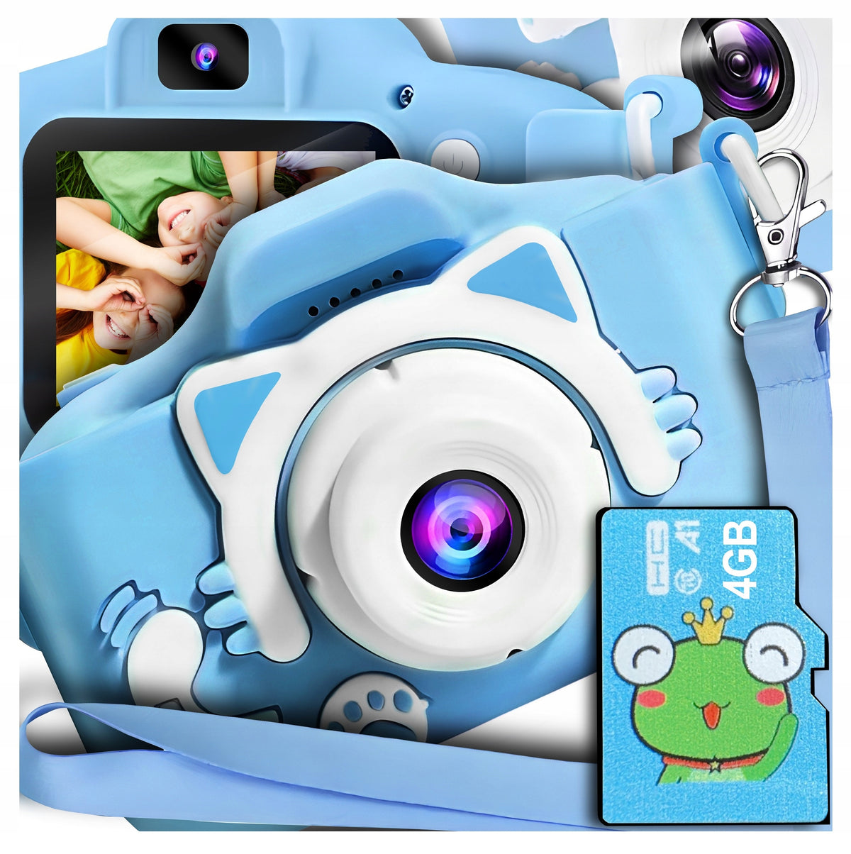 DIGITAL CAMERA FOR CHILDREN Photo BLUE KITTEN + 4GB CARD