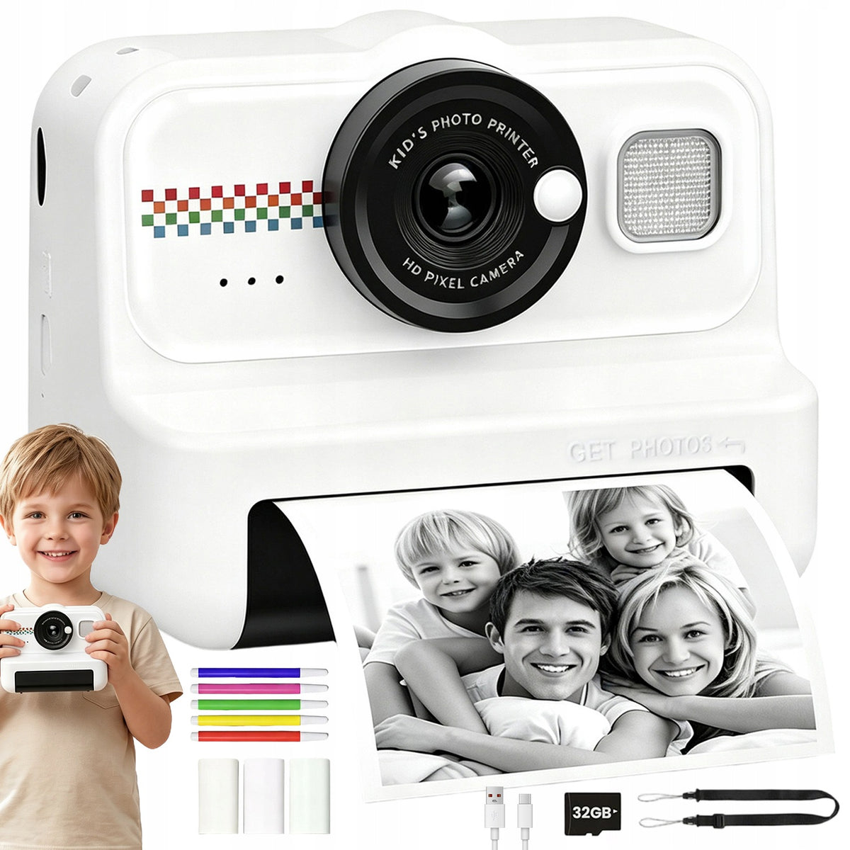 DIGITAL CAMERA FOR CHILDREN WITH DOT AND GRAY-SHADE PRINTING MODES