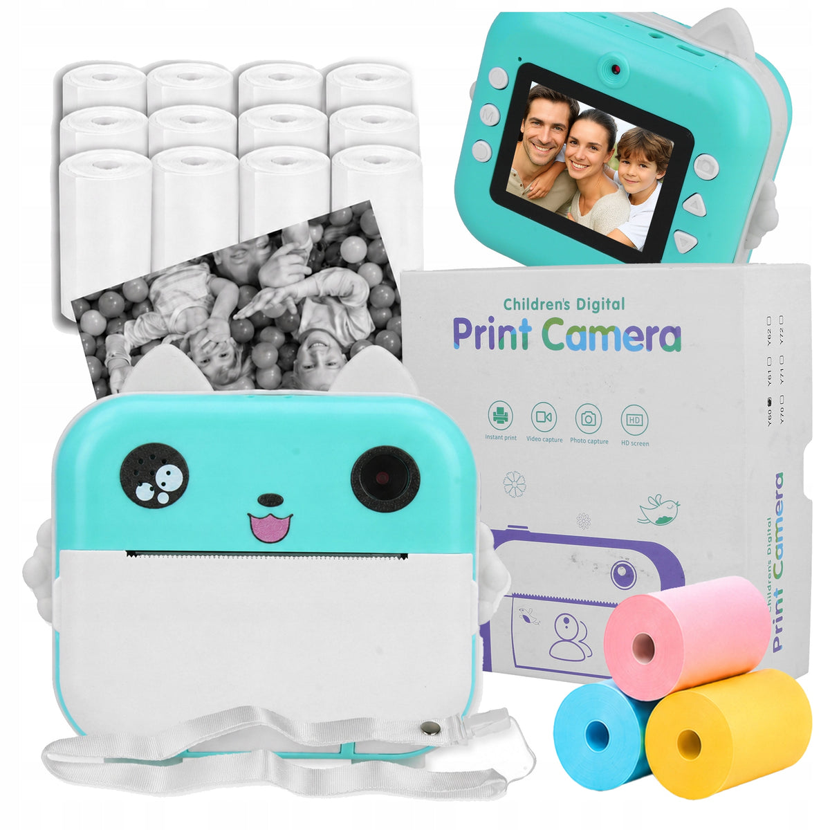 DIGITAL CAMERA FOR CHILDREN WITH PRINTER INSTANT MUSIC GAMES + 15 ROLLS