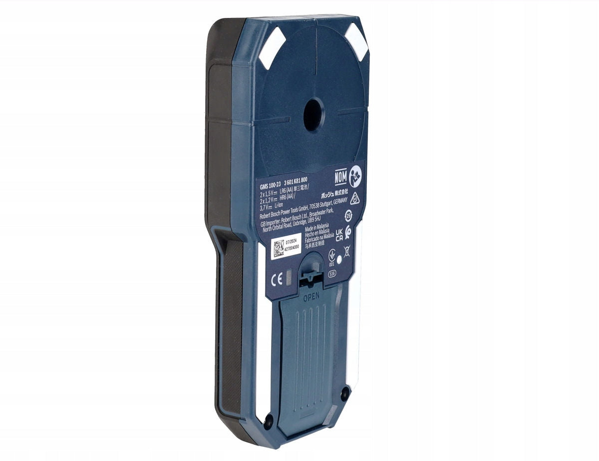 DIGITAL METAL AND WIRE DETECTOR GMS 100-23 BOSCH Power supply batteries