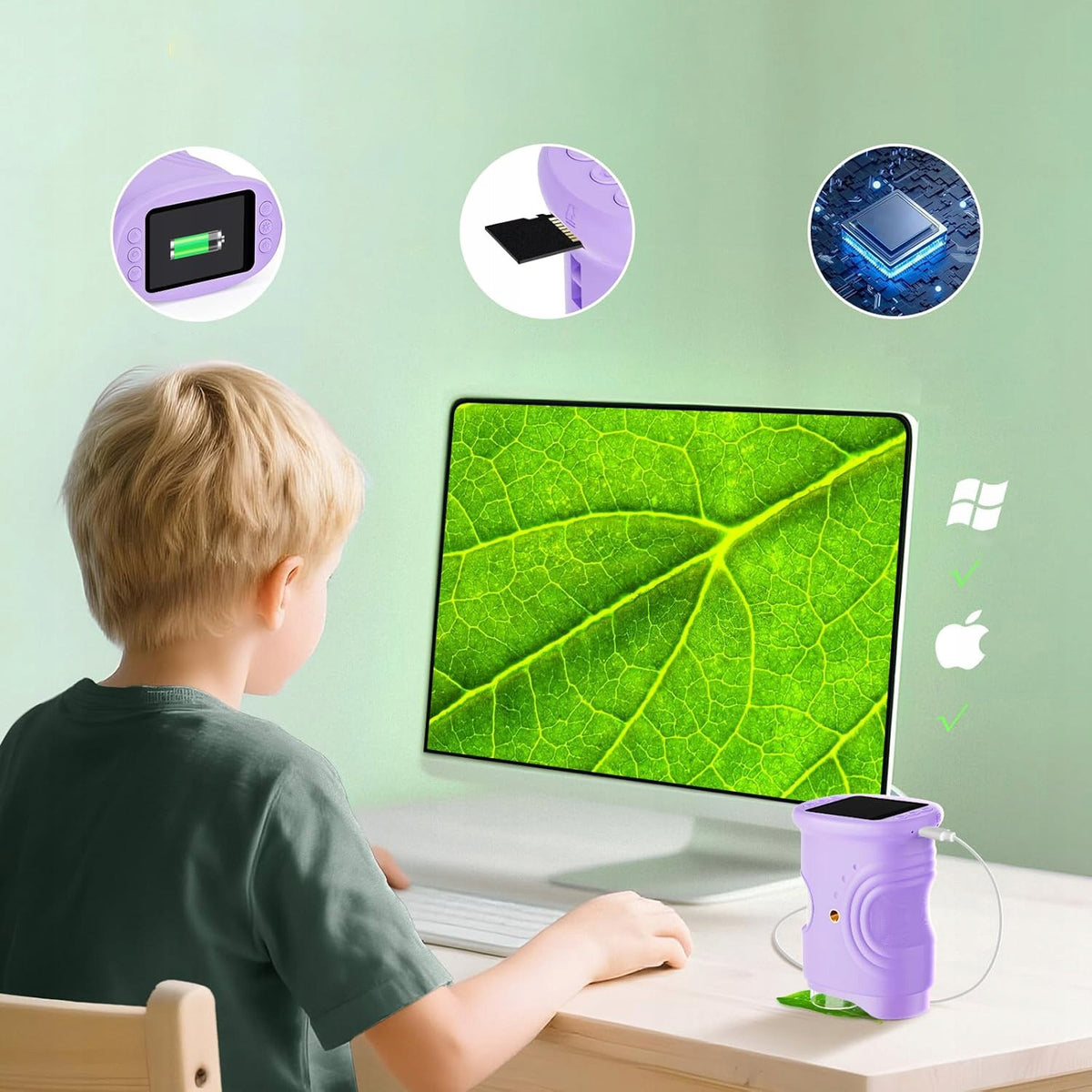 DIGITAL OPTICAL MICROSCOPE FOR KIDS APPROXIMATION x1000 HD 8LED GIFT Manufacturer code Cyfrowy mikroskop dla dzieci