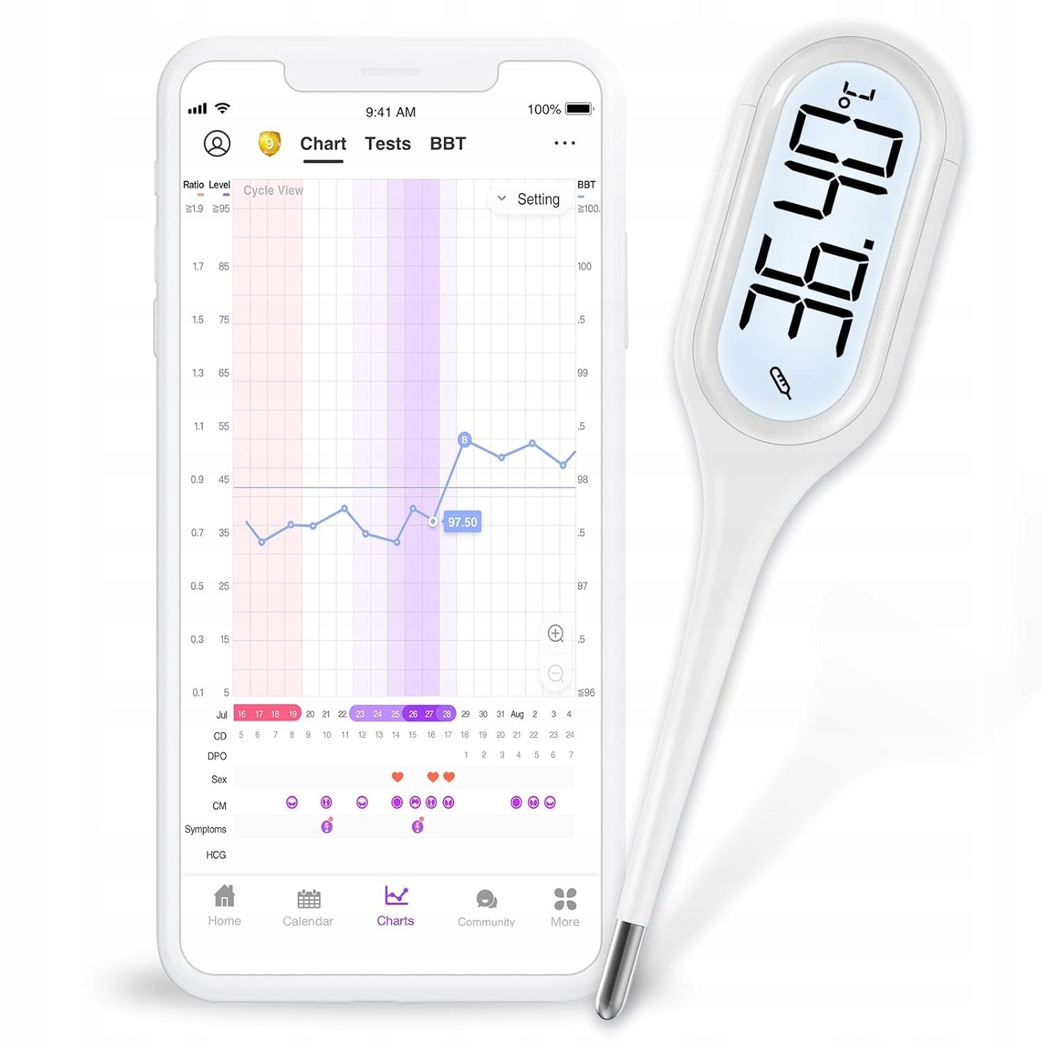 DIGITAL THERMOMETER BBT FOR OVULATION TRACKING FAST MODE 30 MEMORY MEASUREMENTS