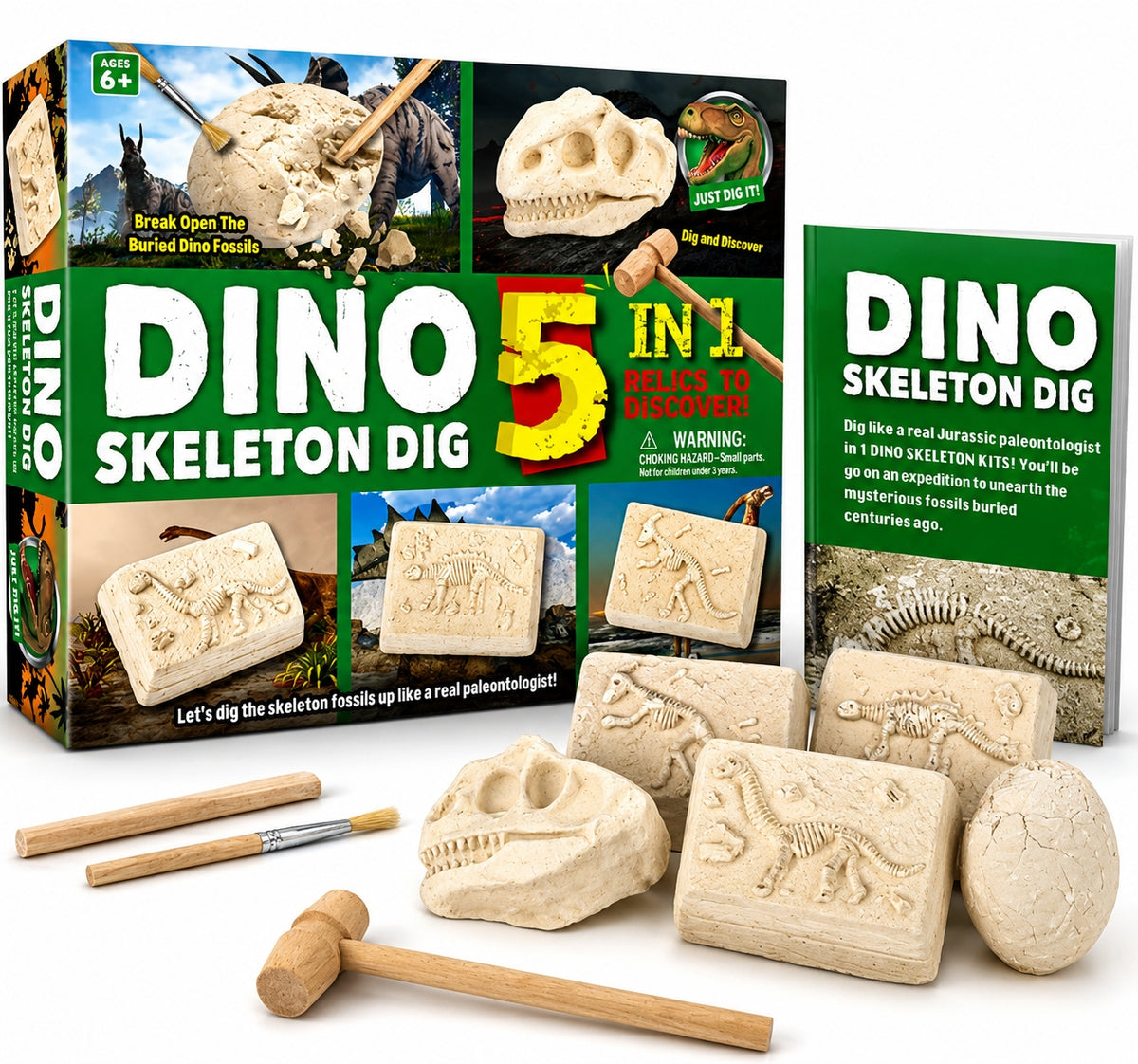 DINOSAUR EXCAVATION SET ARCHAEOLOGIST 5in1 TOYS for KIDS for Gift Manufacturer code FEST TRADE