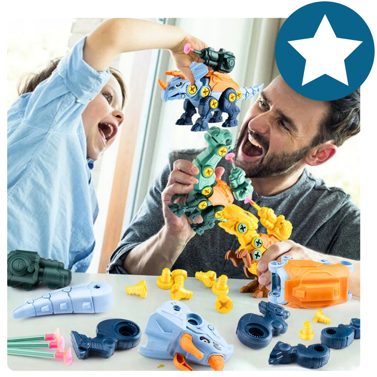 DINOSAURS Construction Kit for Twisting Battery Operated Screwdriver Pads Brand Bajkowy Kuferek