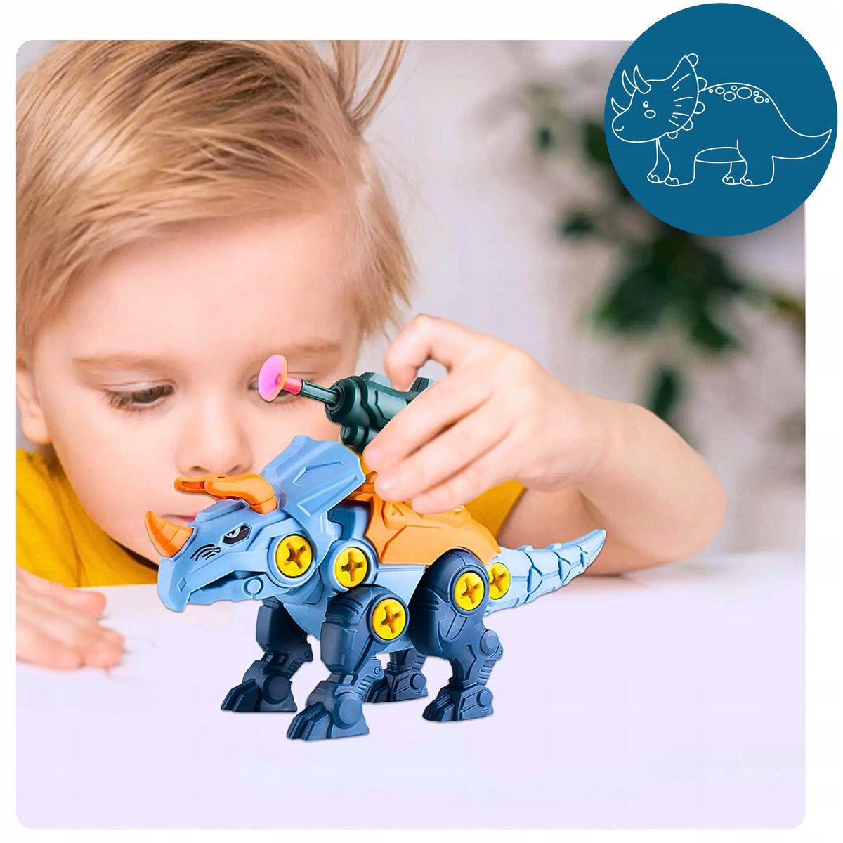 DINOSAURS Construction Kit for Twisting Battery Operated Screwdriver Pads Packaging status original