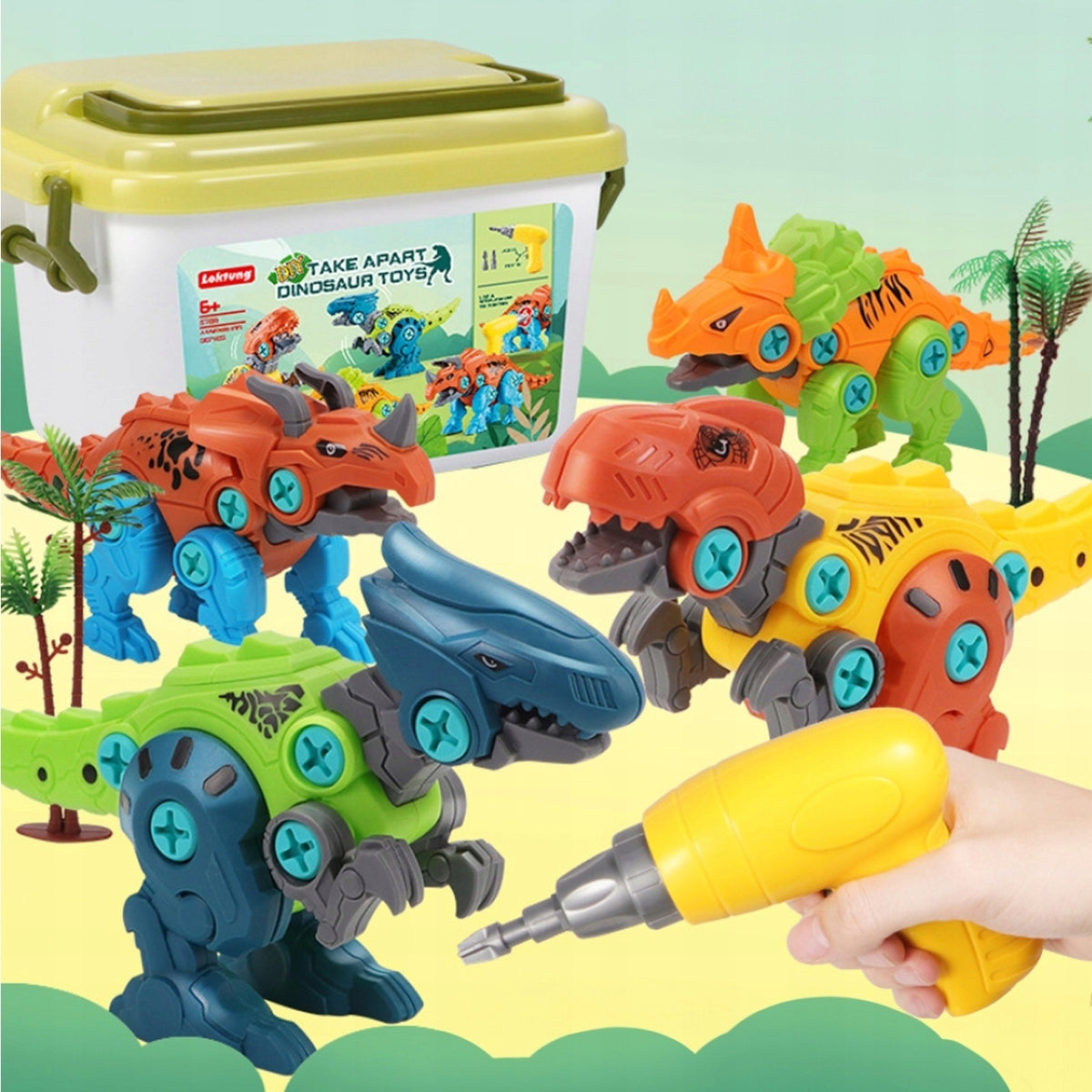DINOSAURS FOR TWISTING BUILDING BLOCKS SET SCREWDRIVER 3D Manufacturer code klocki do skręcania
