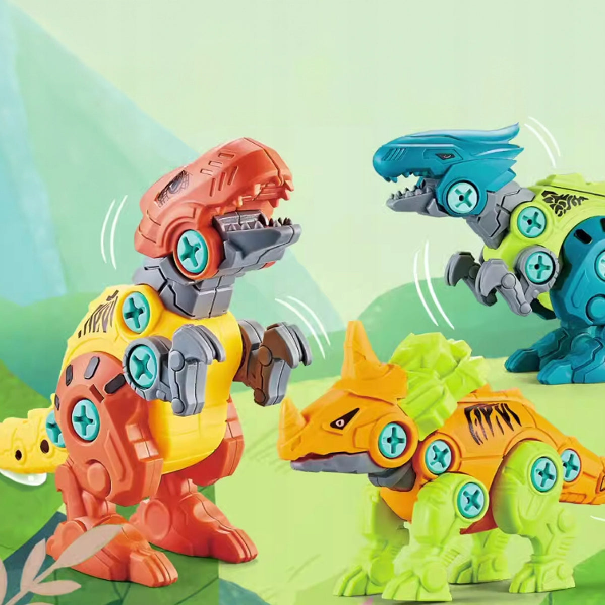 DINOSAURS FOR TWISTING BUILDING BLOCKS SET SCREWDRIVER 3D Packaging status original