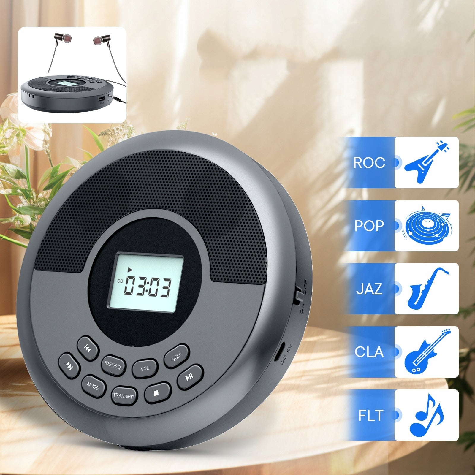 DISCMAN MP3 BLUETOOTH CD PLAYER – PORTABLE, AUX, SILVER Manufacturer code LY-049