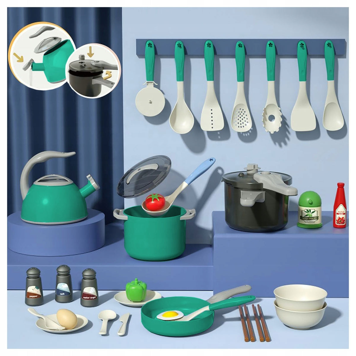 DISHES FOR CHILDREN DINNER SET POTS CUTLERY FUN AT HOME SERVICE 61el Brand no brand