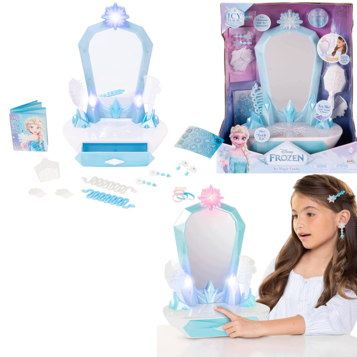 DISNEY FROZEN ICE DRESSING TABLE ELSY COUNTERTOP STYLING SET SOUNDS