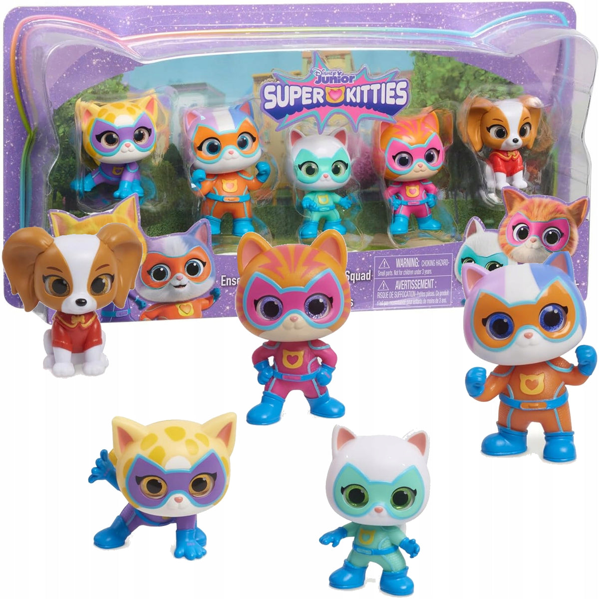 DISNEY JUNIOR SUPERCATS SUPER KITTIES SET OF 5 FIGURINES TEAM KITTY