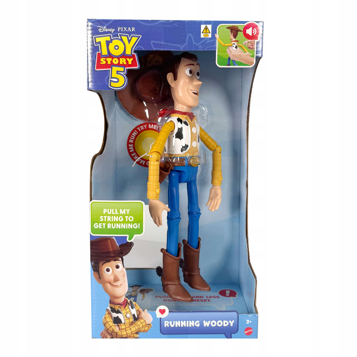 DISNEY PIXAR TOY STORY Interactive Figurine 30cm Running Skinny Woody Brand Mattel