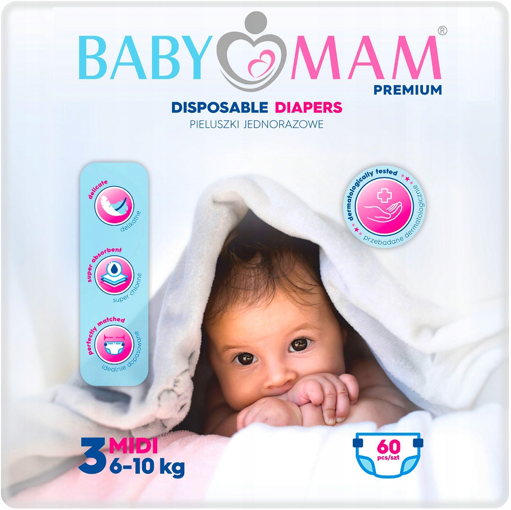 DISPOSABLE DIAPERS BABYMAM MIDI 3 (6-10kg) 60pcs EXTRA CARE
