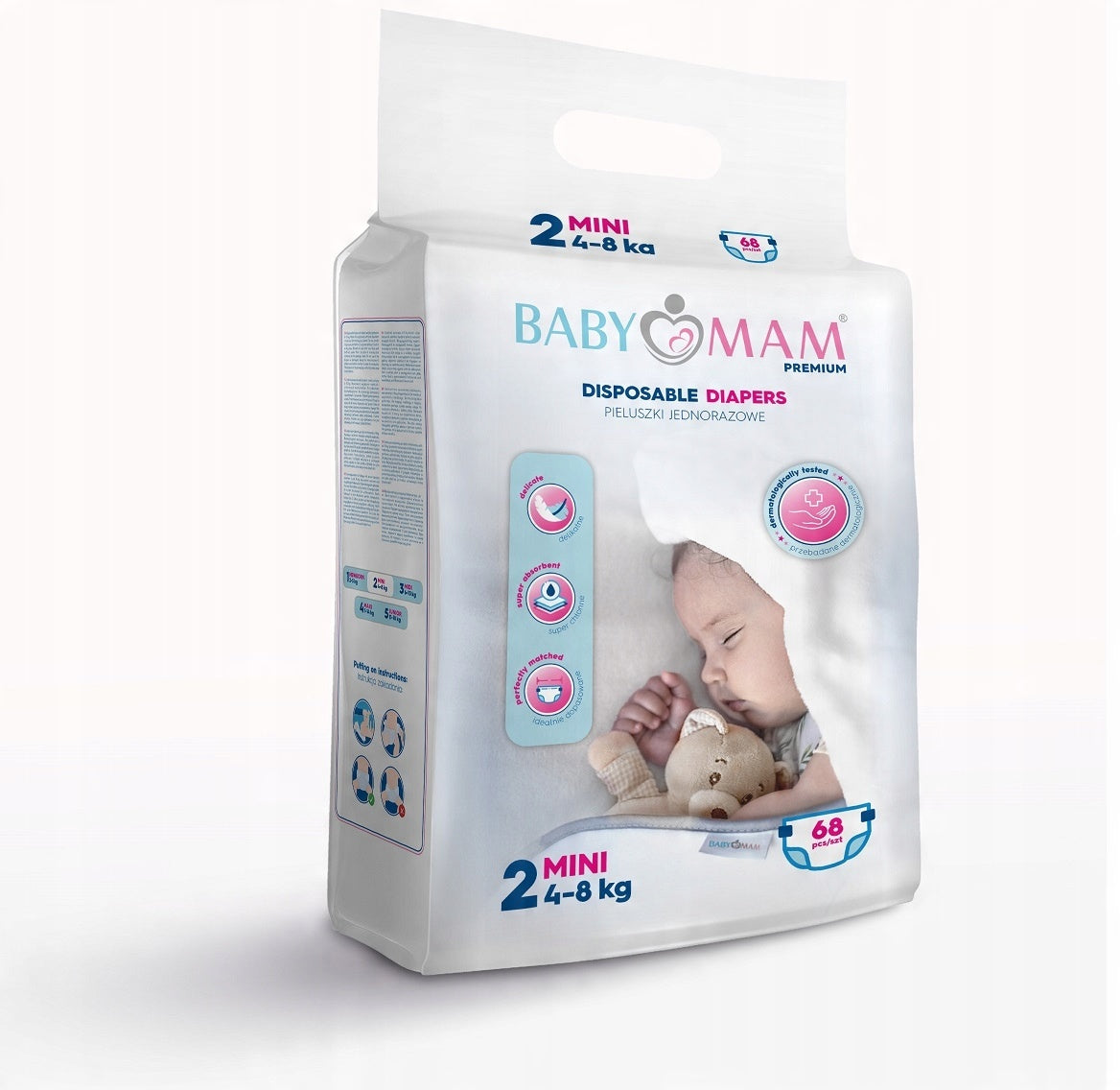 DISPOSABLE DIAPERS BABYMAM MINI 2 (4-8kg) 68pcs EXTRA CARE Medical device no