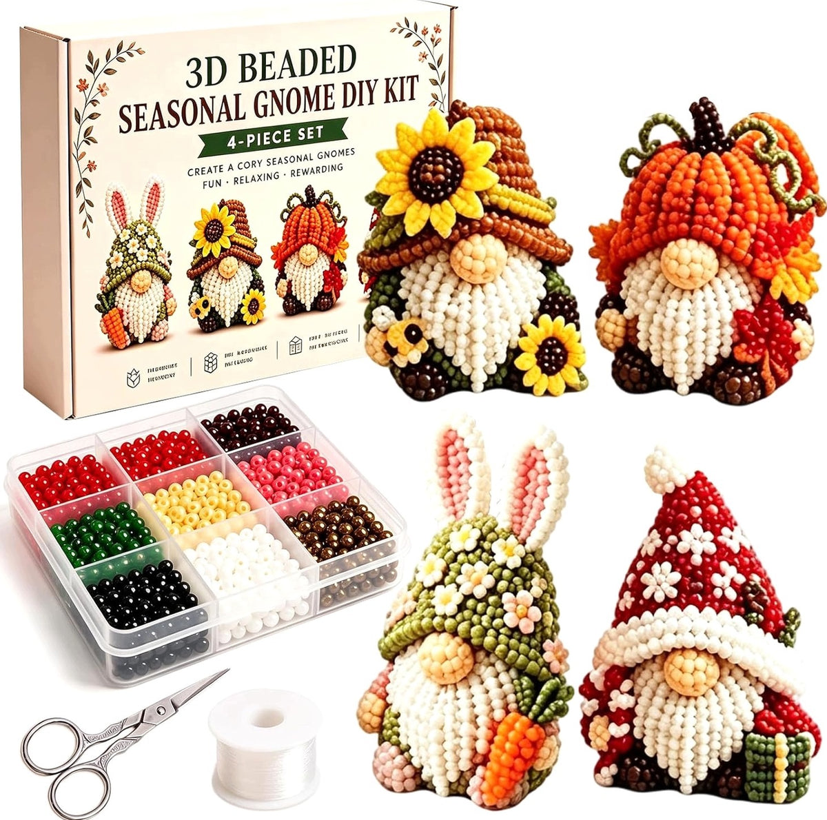 DIY 3D BEADS GNOME FIGURINES DIY CREATIVE INSTRUCTION