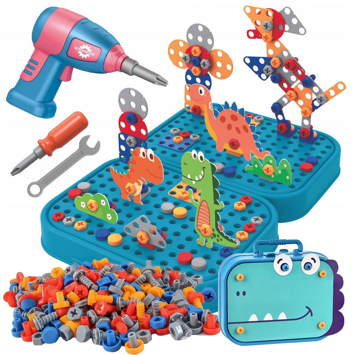 DIY BUILDING BLOCKS DINOSAUR 3D MONTESSORI SCREWDRIVER 228 el