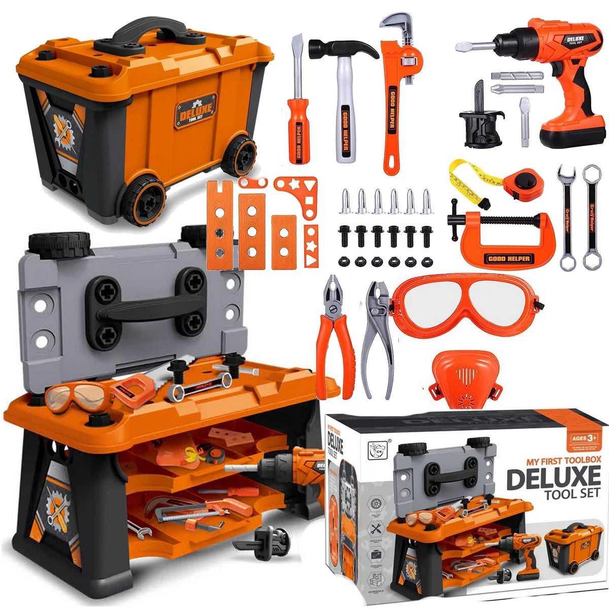 DIY KIT WORKSHOP TOOL BOX BATTERY OPERATED DRILL 65in1