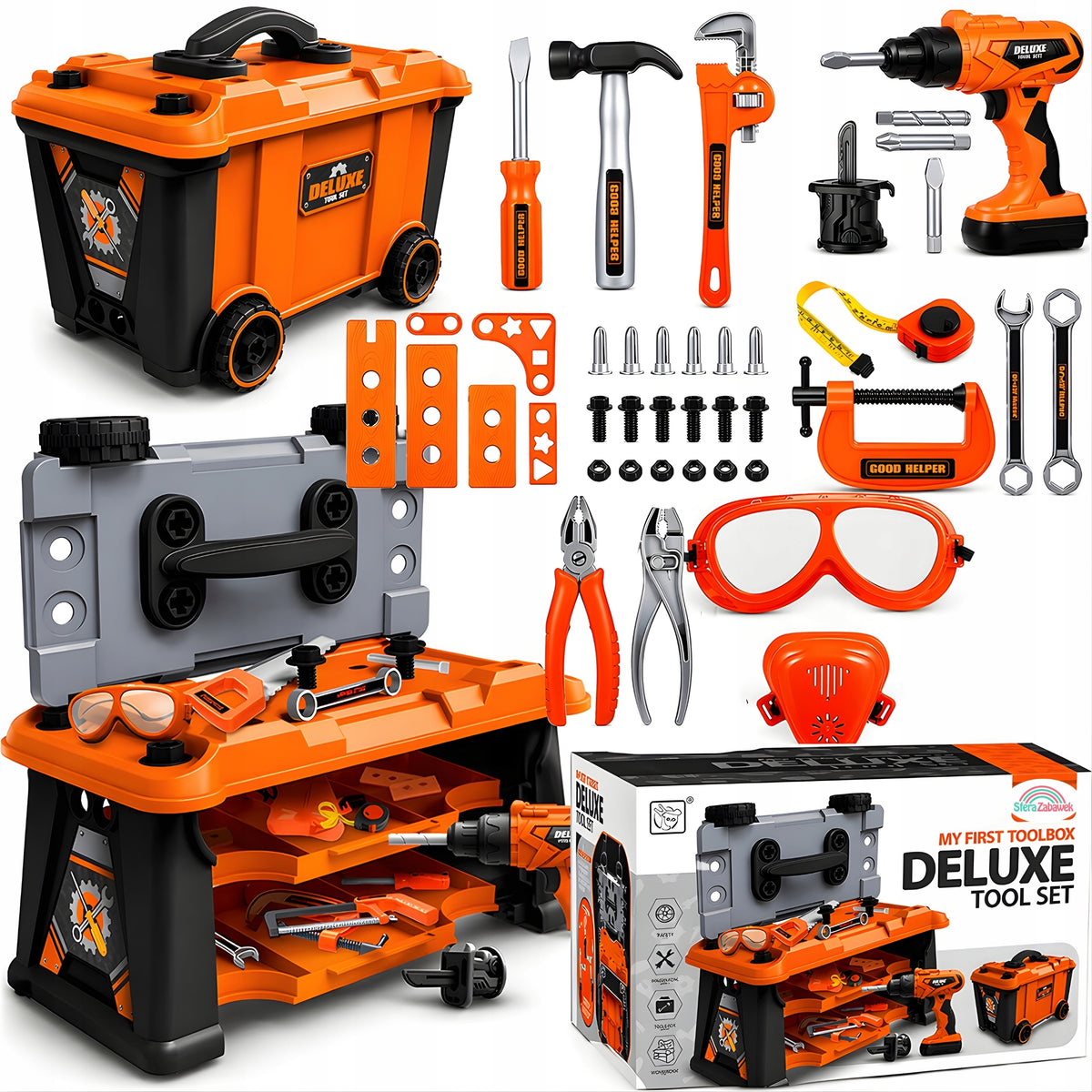 DIY KIT WORKSHOP TOOL BOX BATTERY OPERATED DRILLING MACHINE