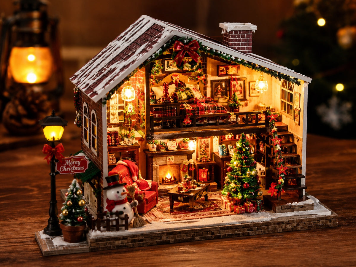 DIY Kit Miniature Christmas House LED Creative Mockup Decoration