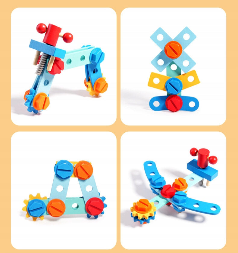 DIY Kit Workshop Tools Montessori Twisting House Manufacturer code Kostka Edukacyjna Drewniane Klocki Dzieci