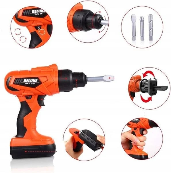 DIY TOOL KIT WORKSHOP BOX BATTERY OPERATED DRILL 3L+ Manufacturer code Warsztatnaprezent stolik