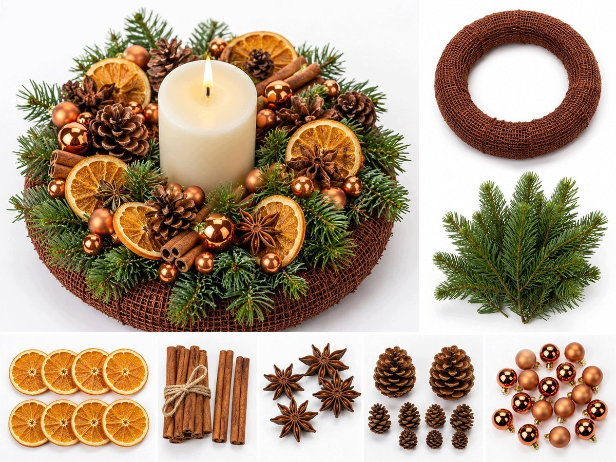 DIY kit for making Christmas wreath 25 cm
