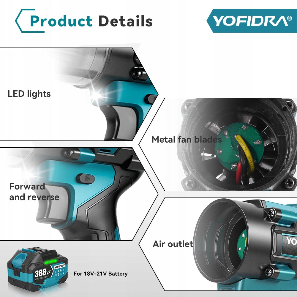 DMUCHAWA AKUMULATOROWA ELEKTRYCZNA MOCNA Bezszczotkowa OGRODOWA 20V 2X AKU Tool weight 2.6 kg